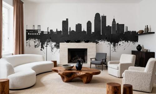 Winston-Salem North Carolina Skyline Black & White