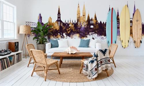 Lubeck Germany Skyline Purple & Gold