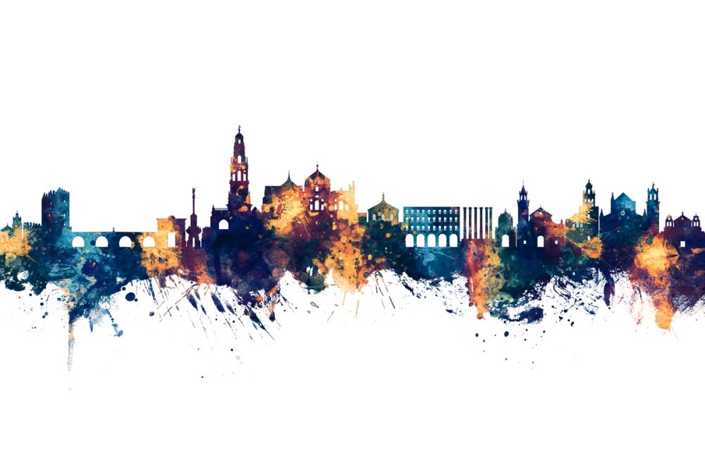 Córdoba Spain Skyline Blue & Bronze