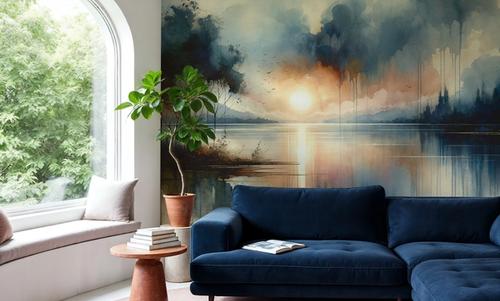 Watercolor Abstract Lake