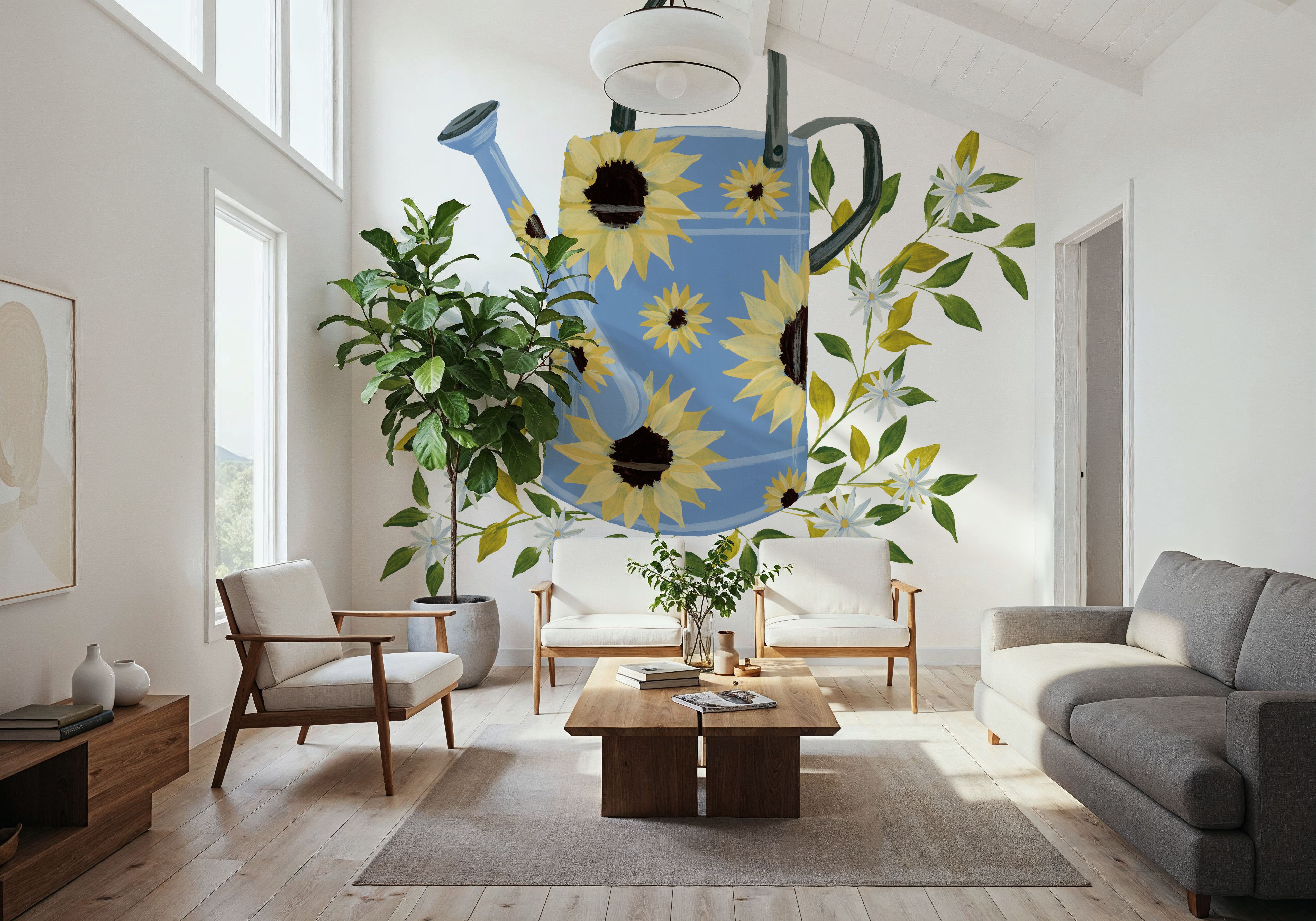 Watering Can with Daisies, Tapeten