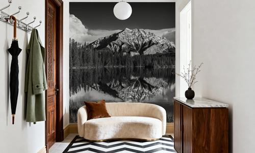 Cascade Mountain Reflection BW