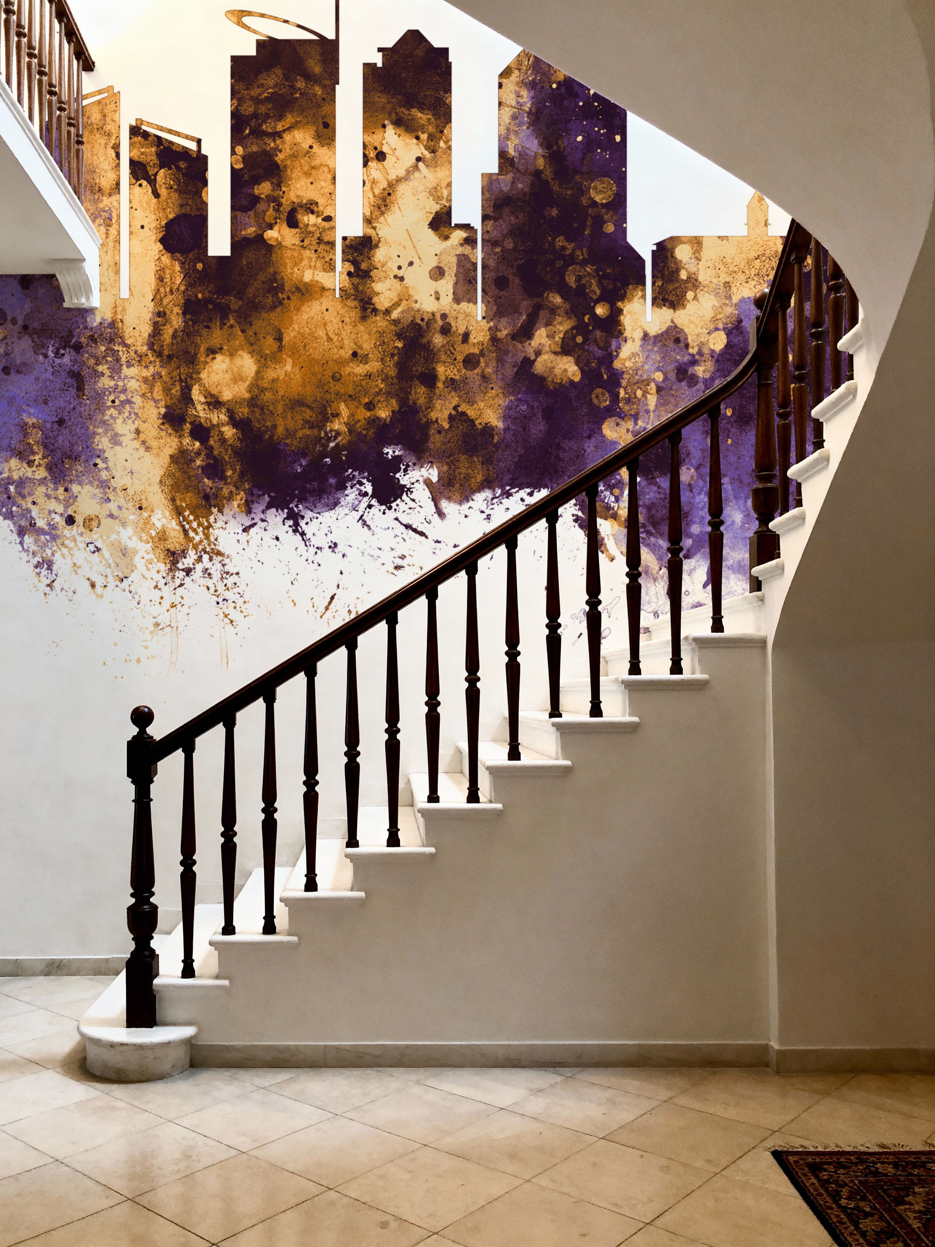 Auckland New Zeeland Skyline Purple & Gold