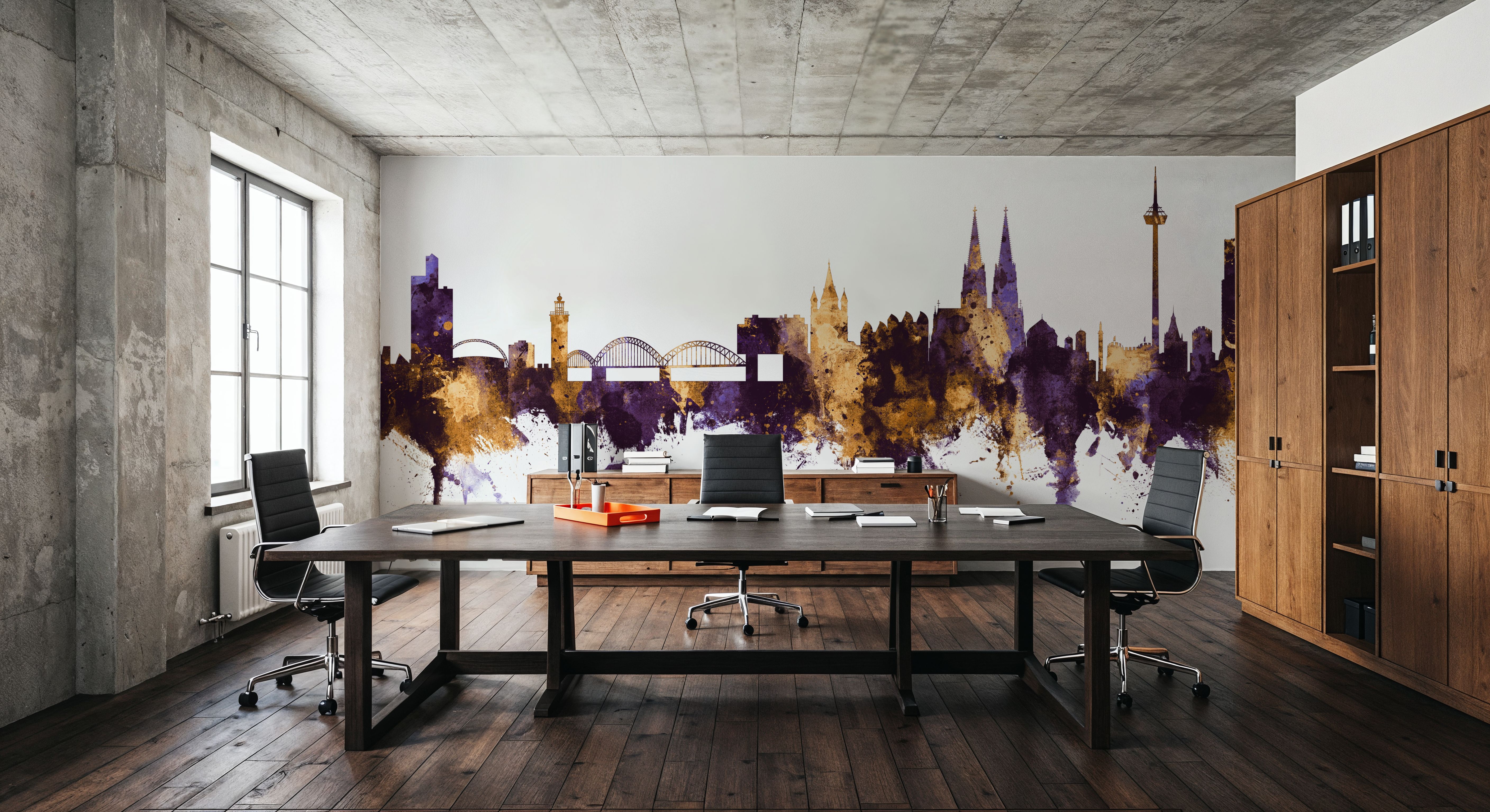 Cologne Germany Skyline Purple & Gold, Tapeten