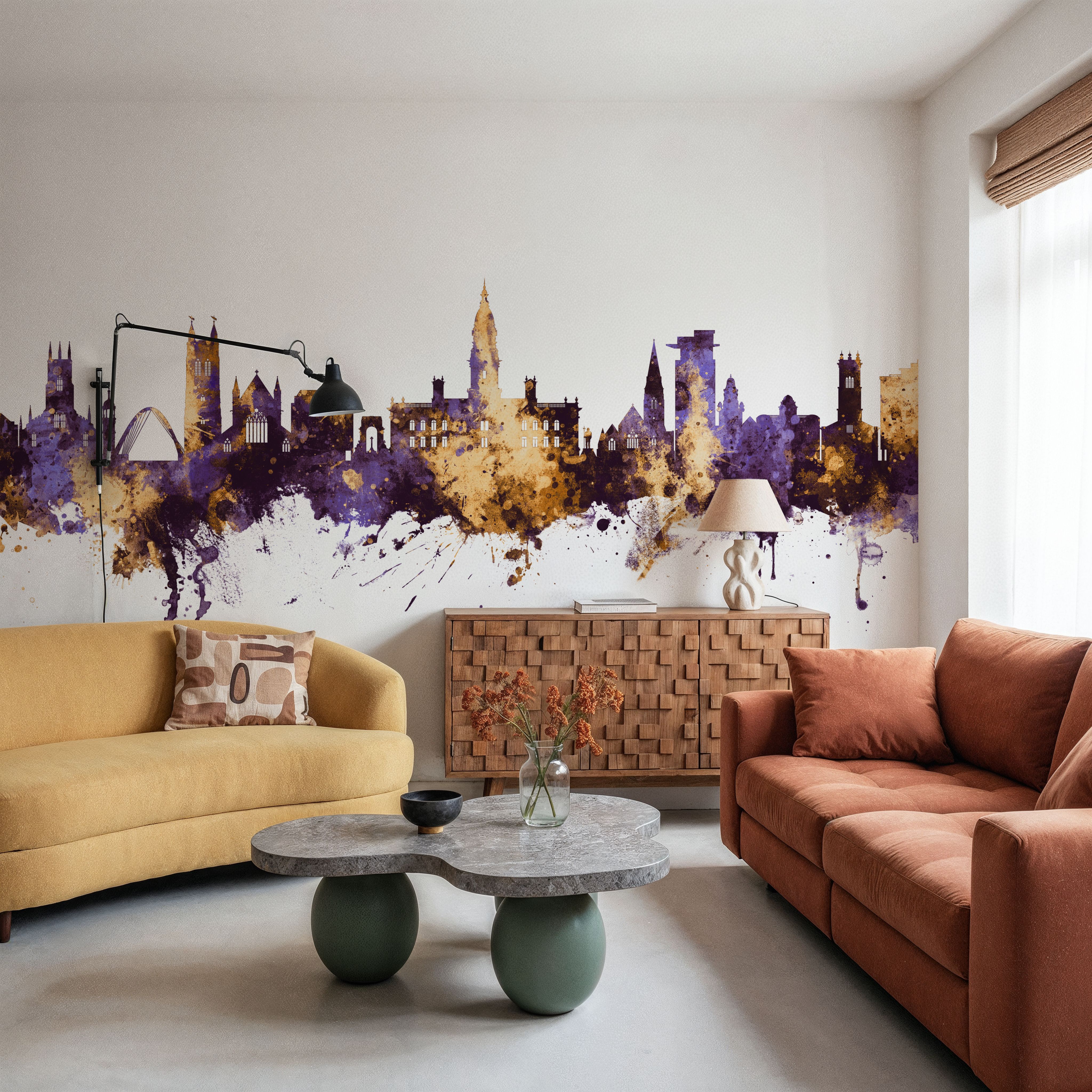 Bolton England Skyline Purple & Gold
