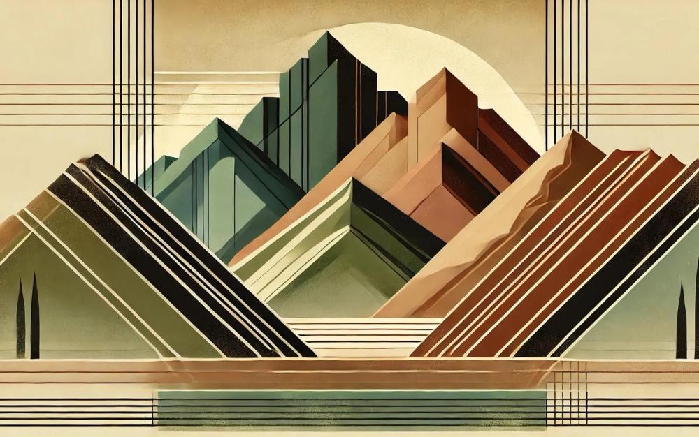 Elegant Art Deco Mountain Peaks