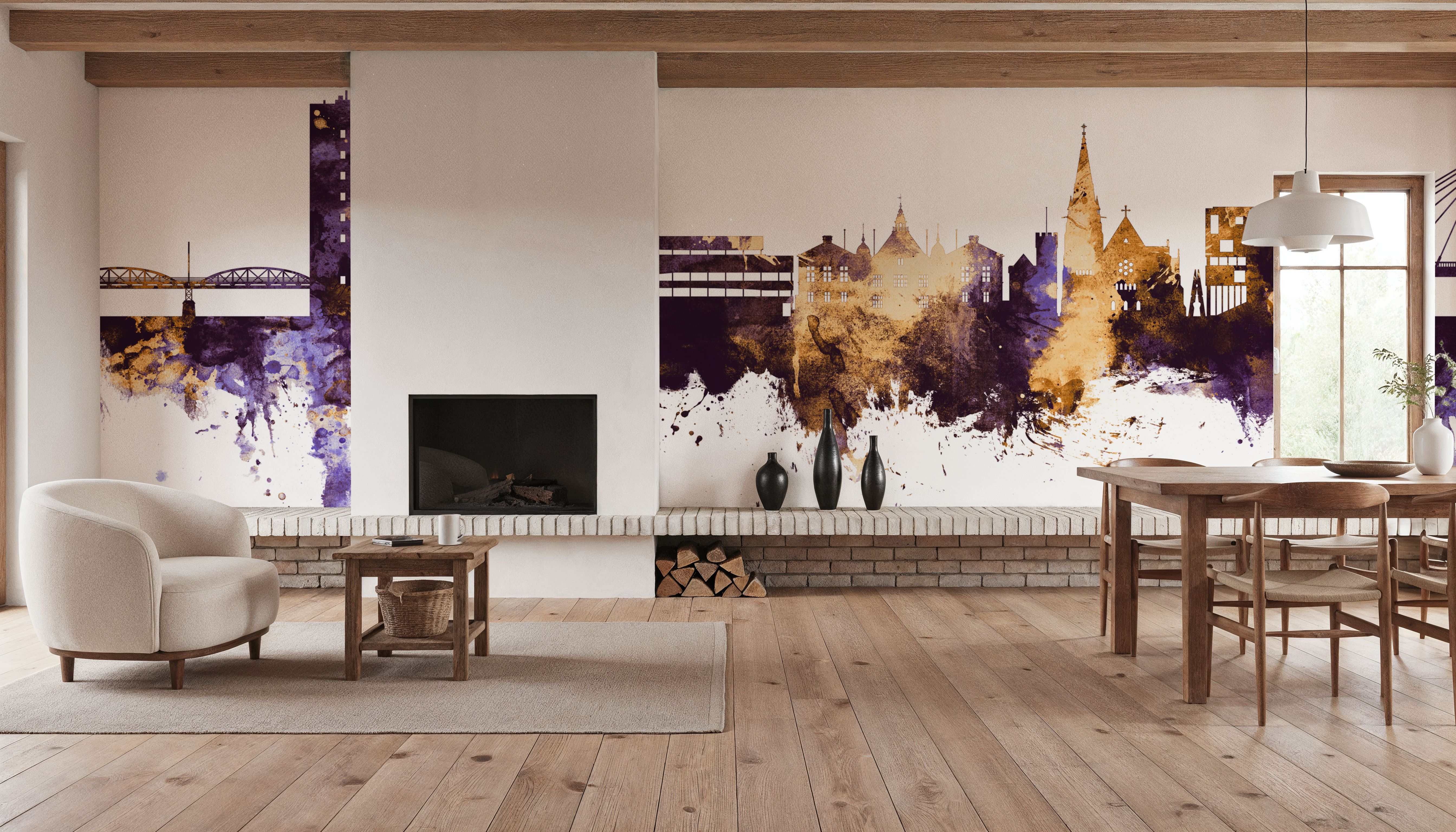 Umeå Skyline Purple & Gold