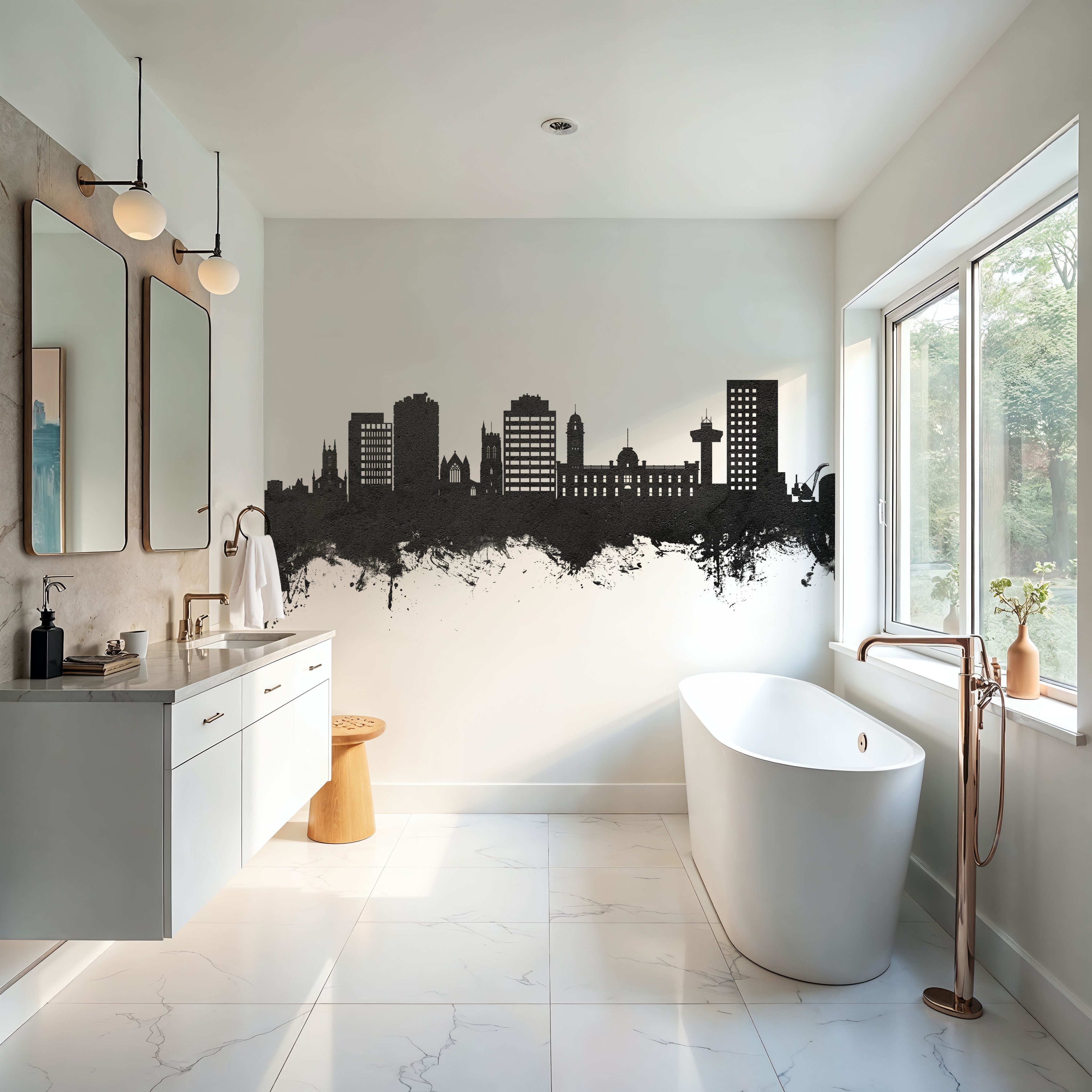 Hobart Australia Skyline Black & White