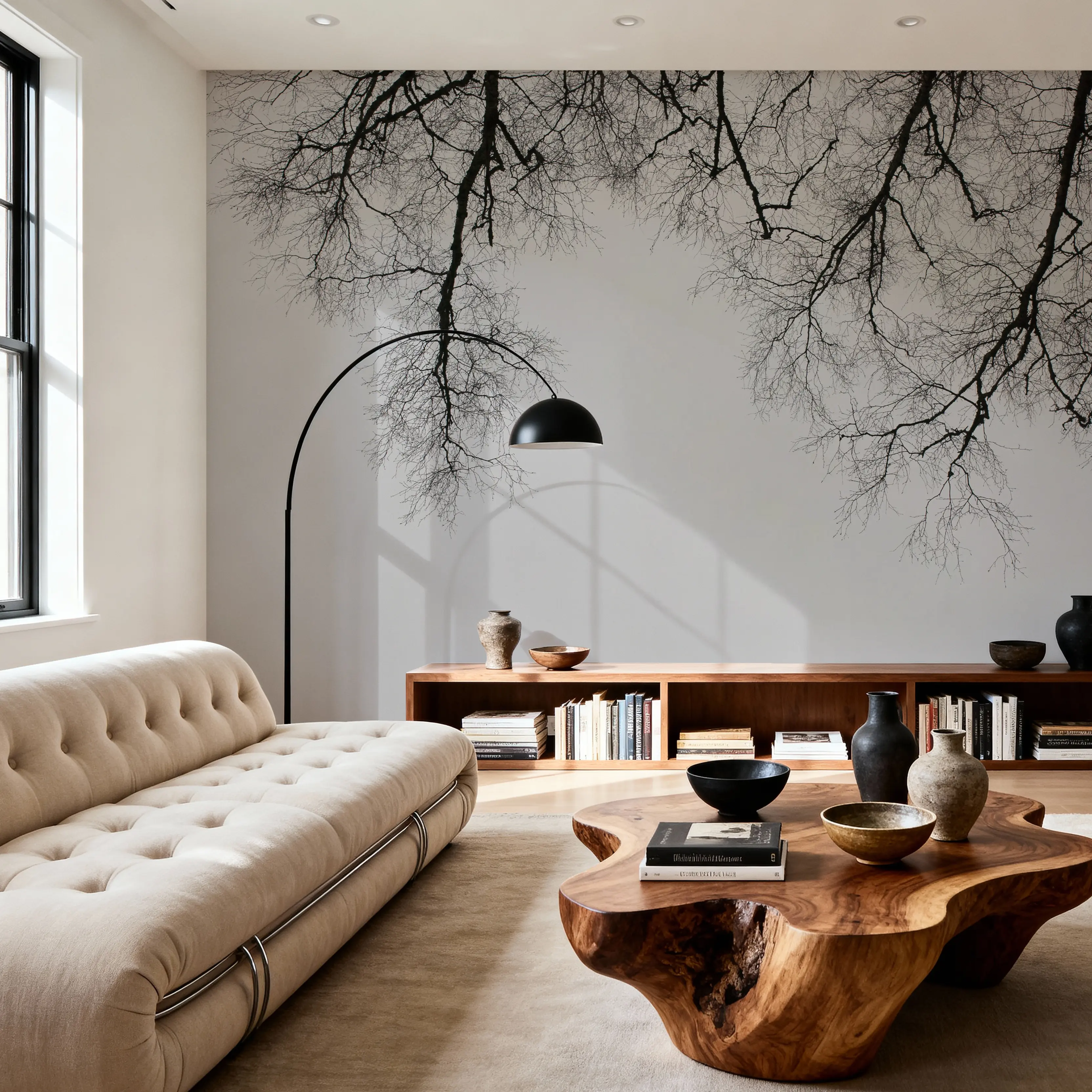 Fotobehang - Structure of Trees - Lucht Landschappen Mural - Grijs - Woonkamer - Wallism België - Zelfklevend of Vliesbehang