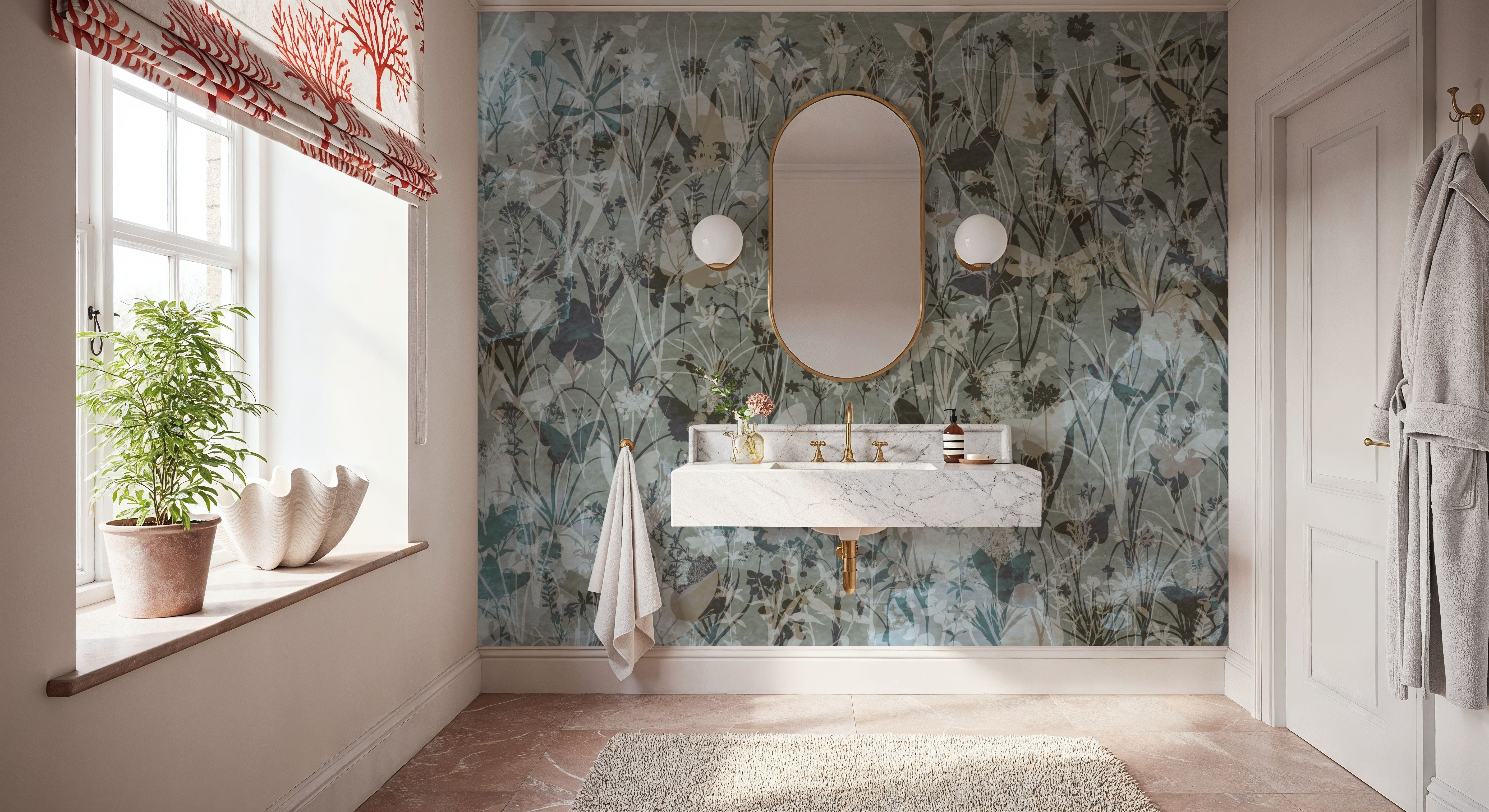 Herbals and Butterflies Double Silhouette Dark Green