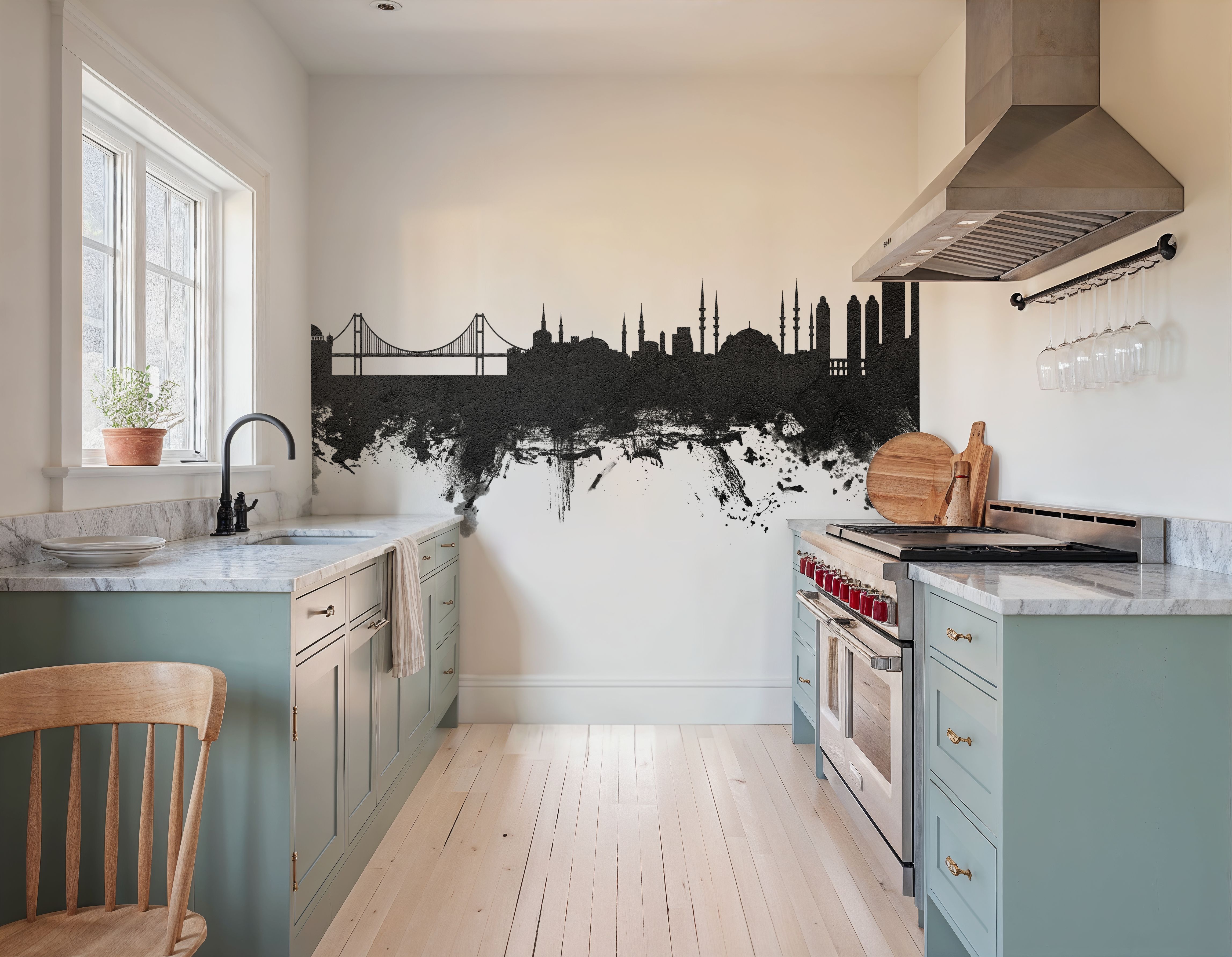 Istanbul Turkey Skyline Black & White