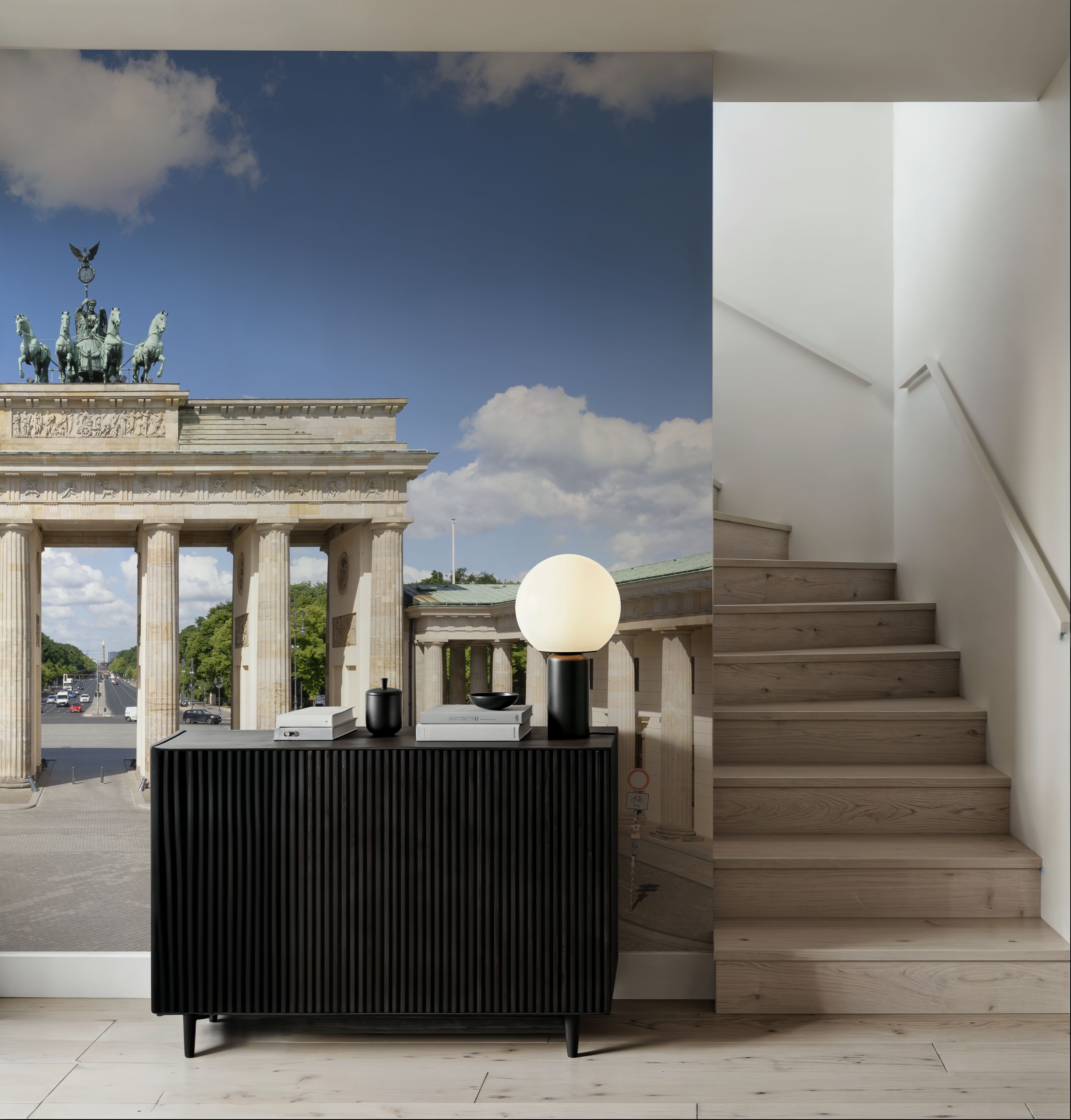 Wall Mural - Brandenburger Tor - Architecture Travel & Landmarks mural wallpaper - Blue - Dining Room - Wallism US - Premium, Textured or Peel & Stick