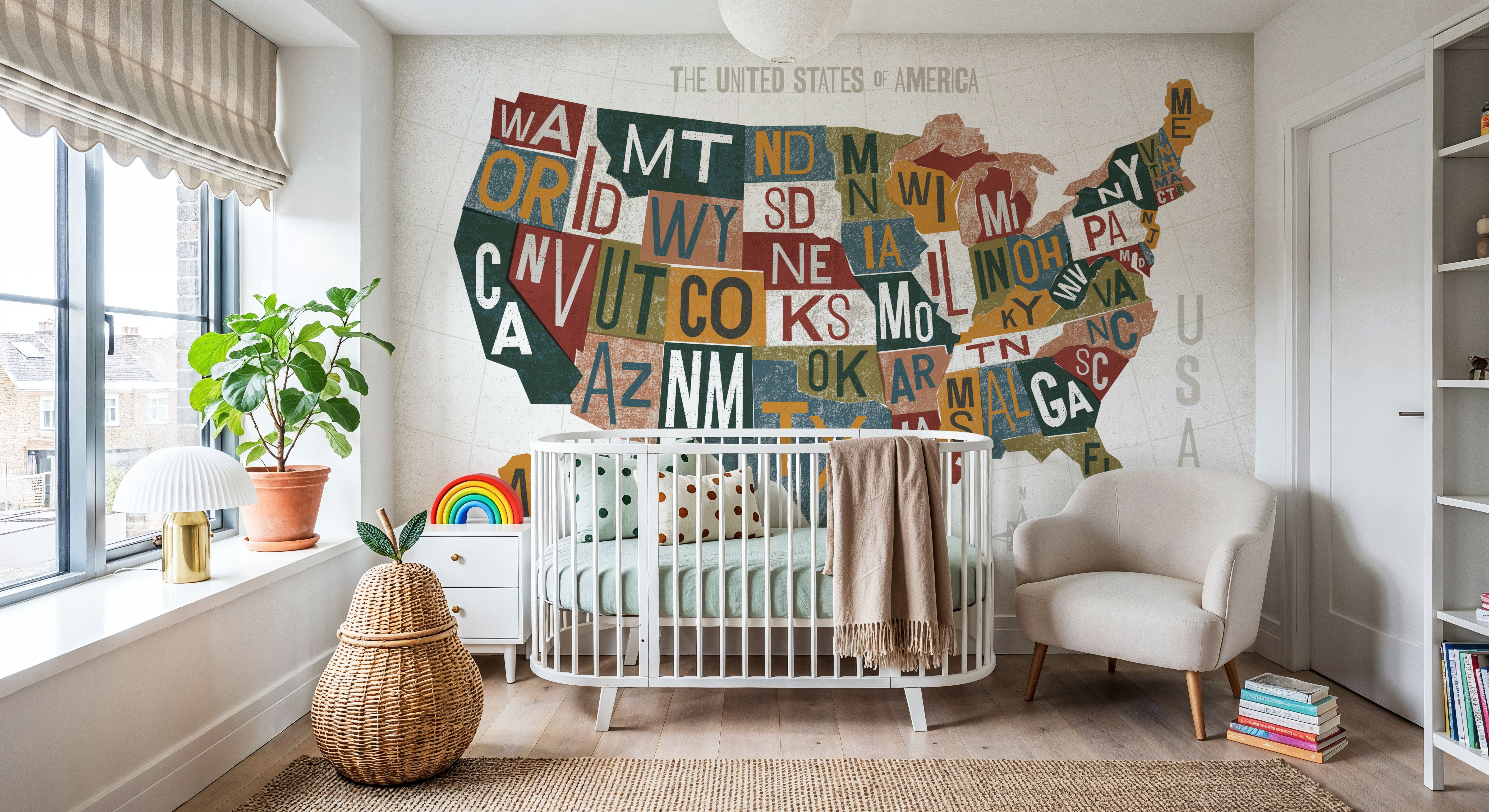 Letterpress USA Map Warm