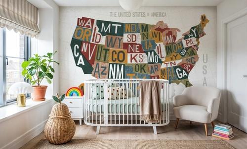 Letterpress USA Map Warm