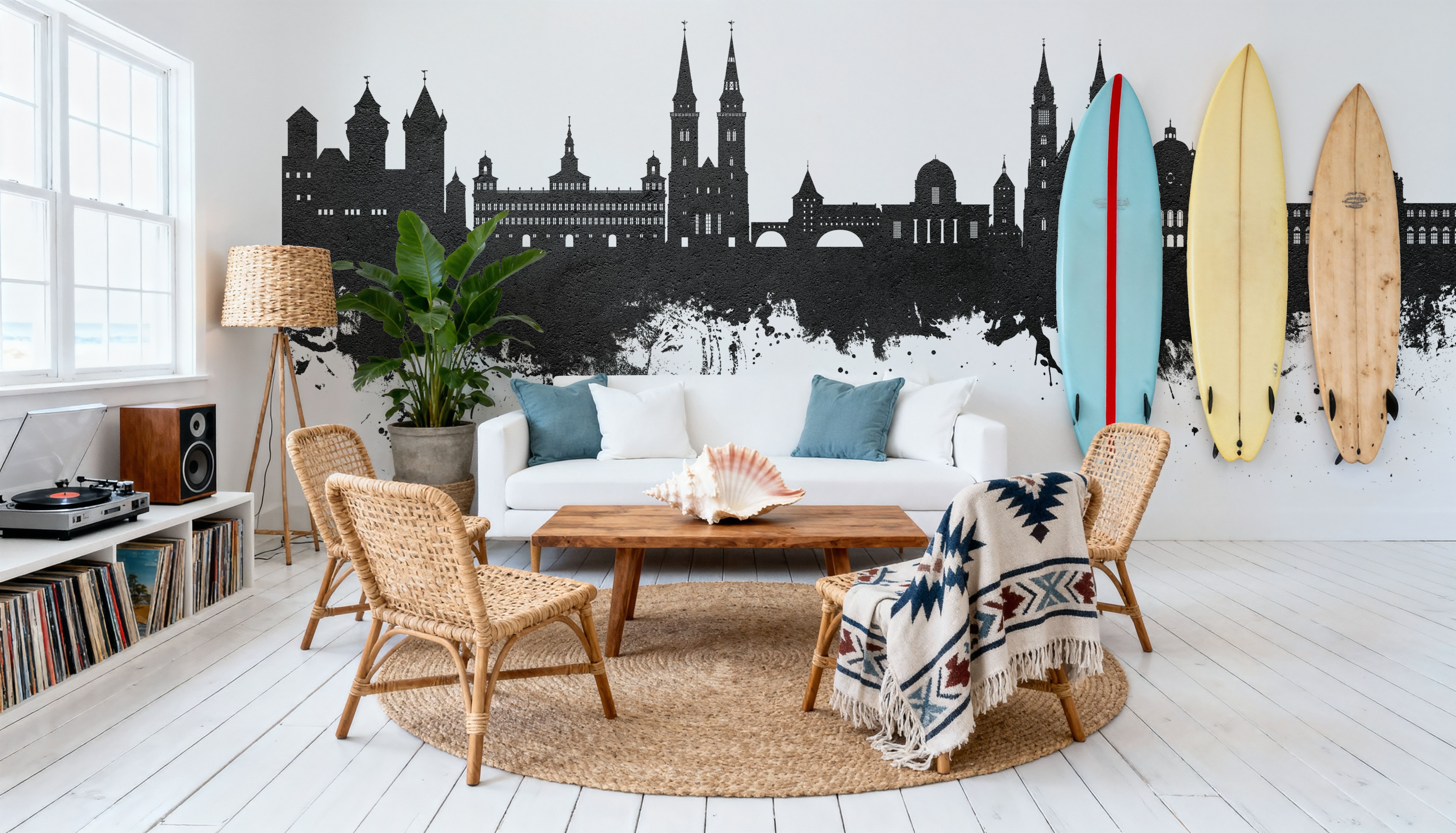 Nürnberg Germany Skyline Black & White