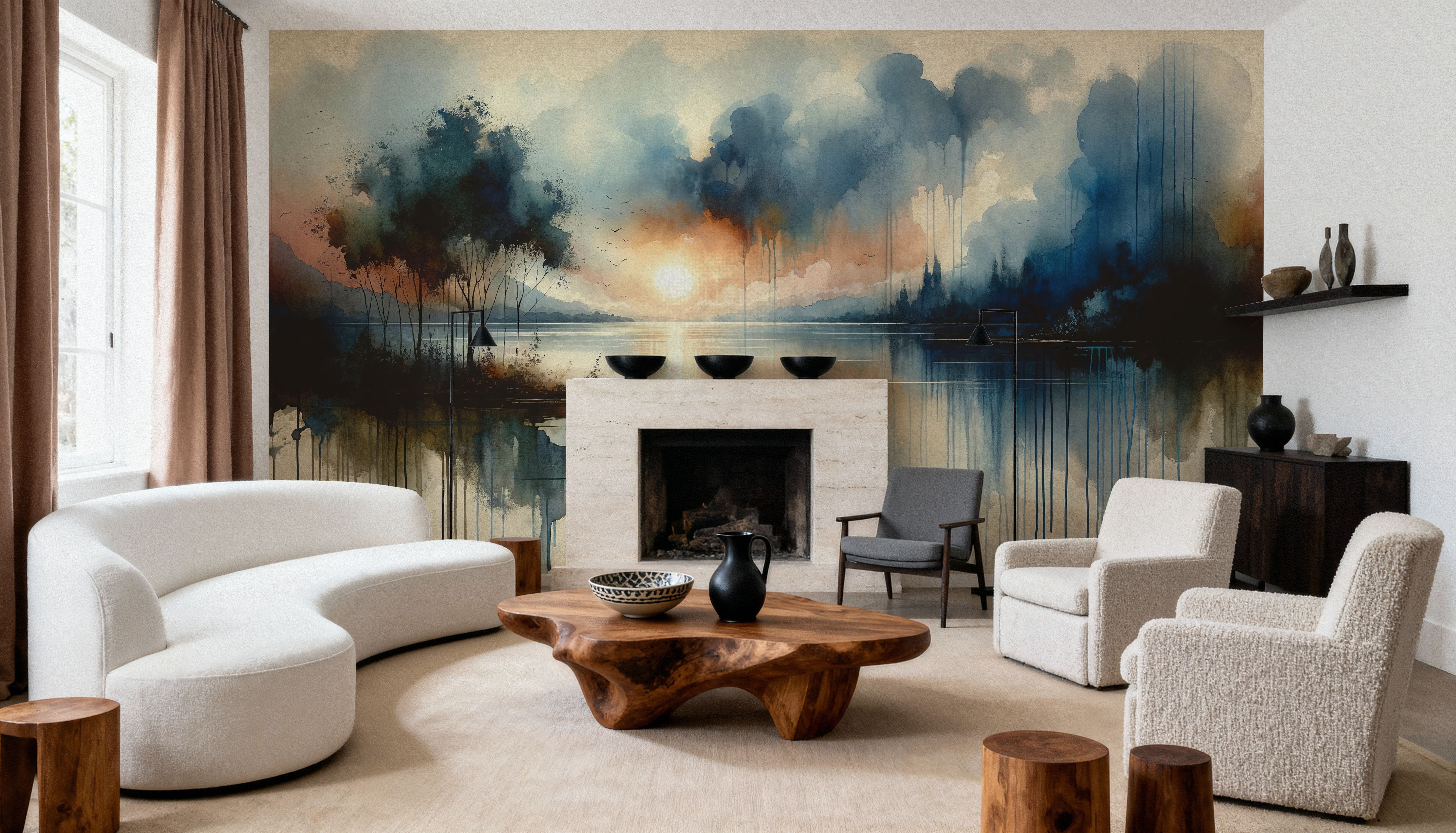 Watercolor Abstract Lake