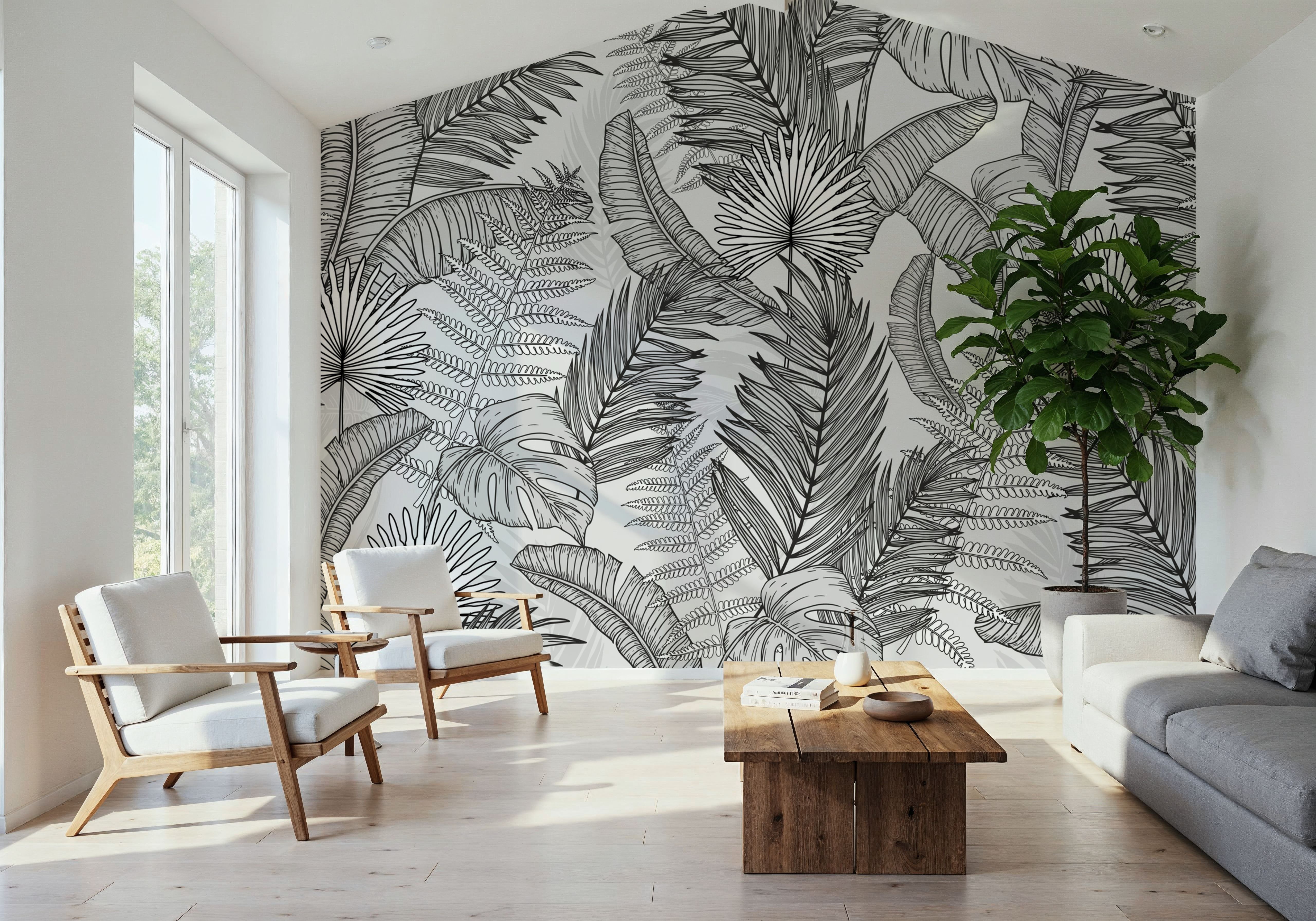 Ferns White, Wallpaper