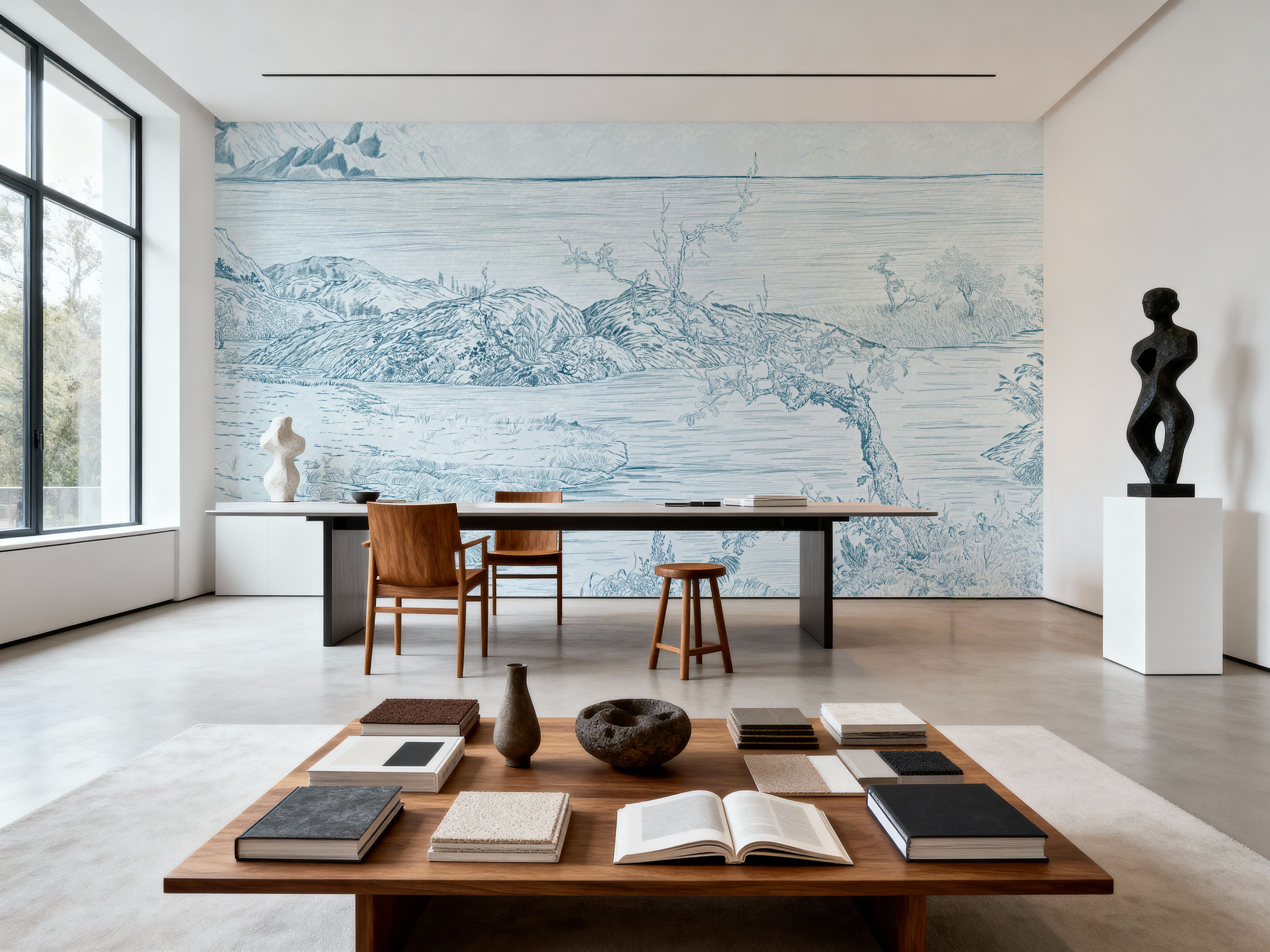 Coastal Drawing in Blue