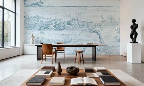 Coastal Drawing in Blue