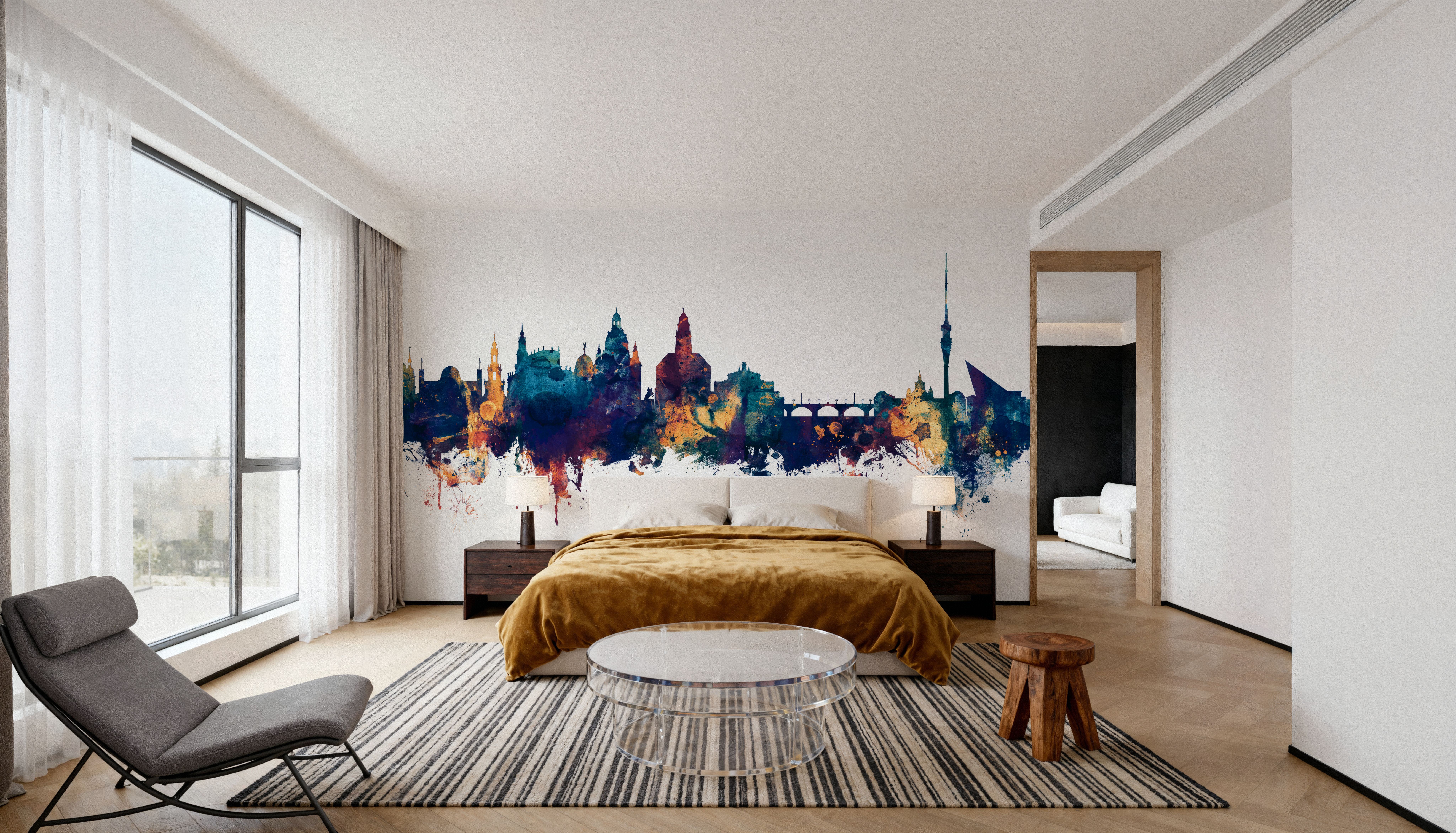 Dresden Germany Skyline Blue & Bronze
