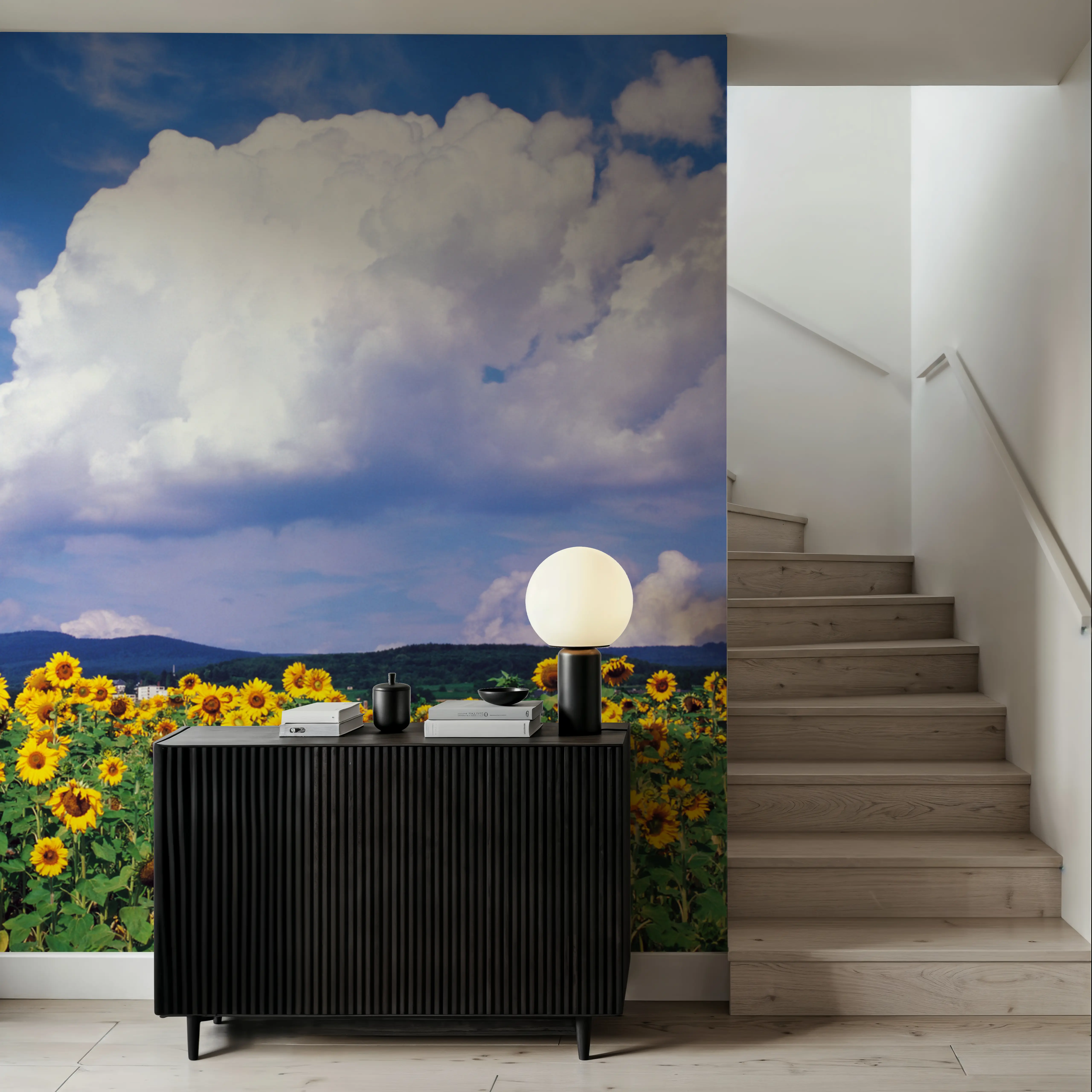 Fotobehang - Sunflower Symphony - Bloemen Landschappen Mural - Geel - Slaapkamers - Wallism Nederland - Zelfklevend of Vliesbehang