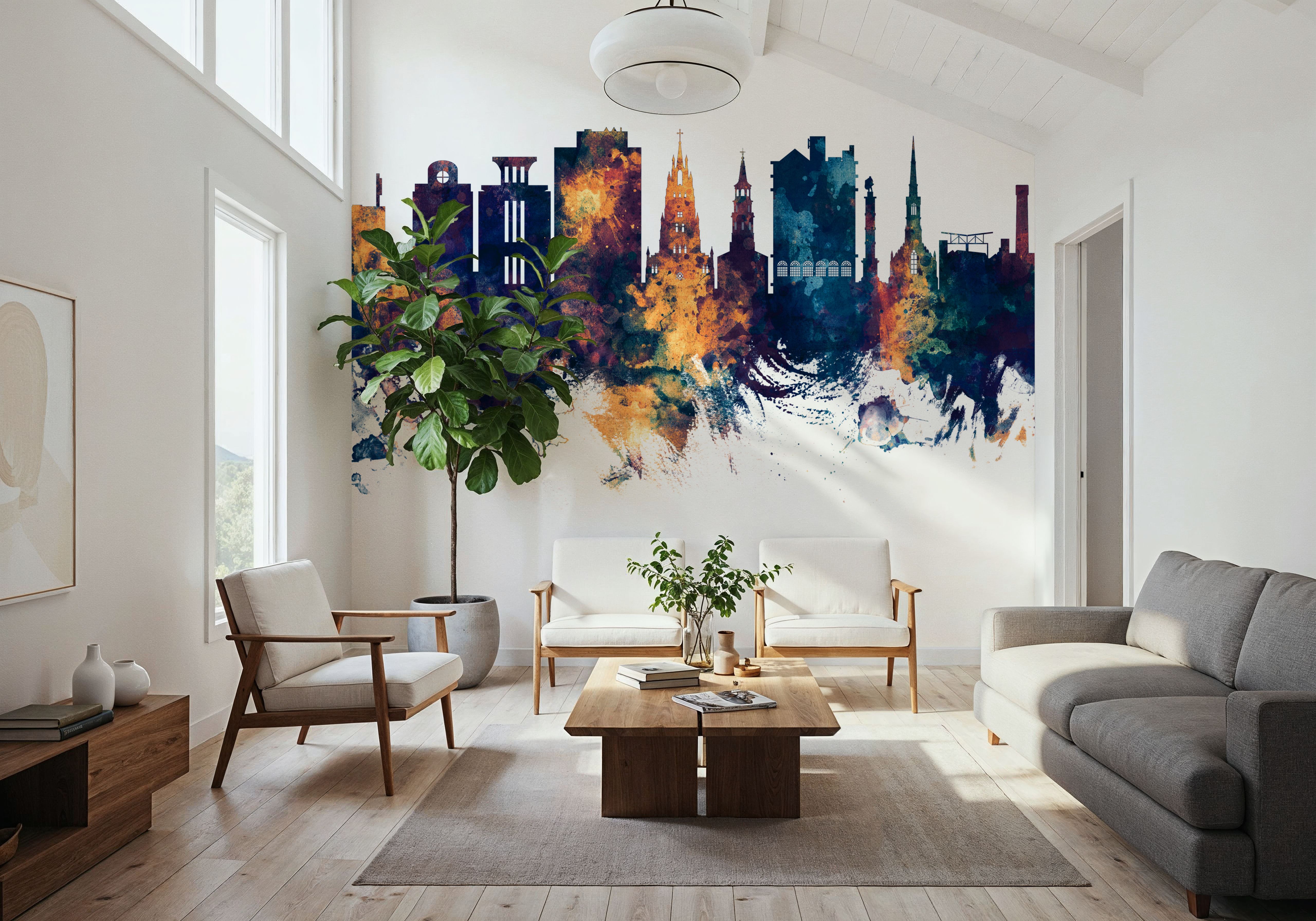 Charleston South Carolina Skyline Blue & Bronze