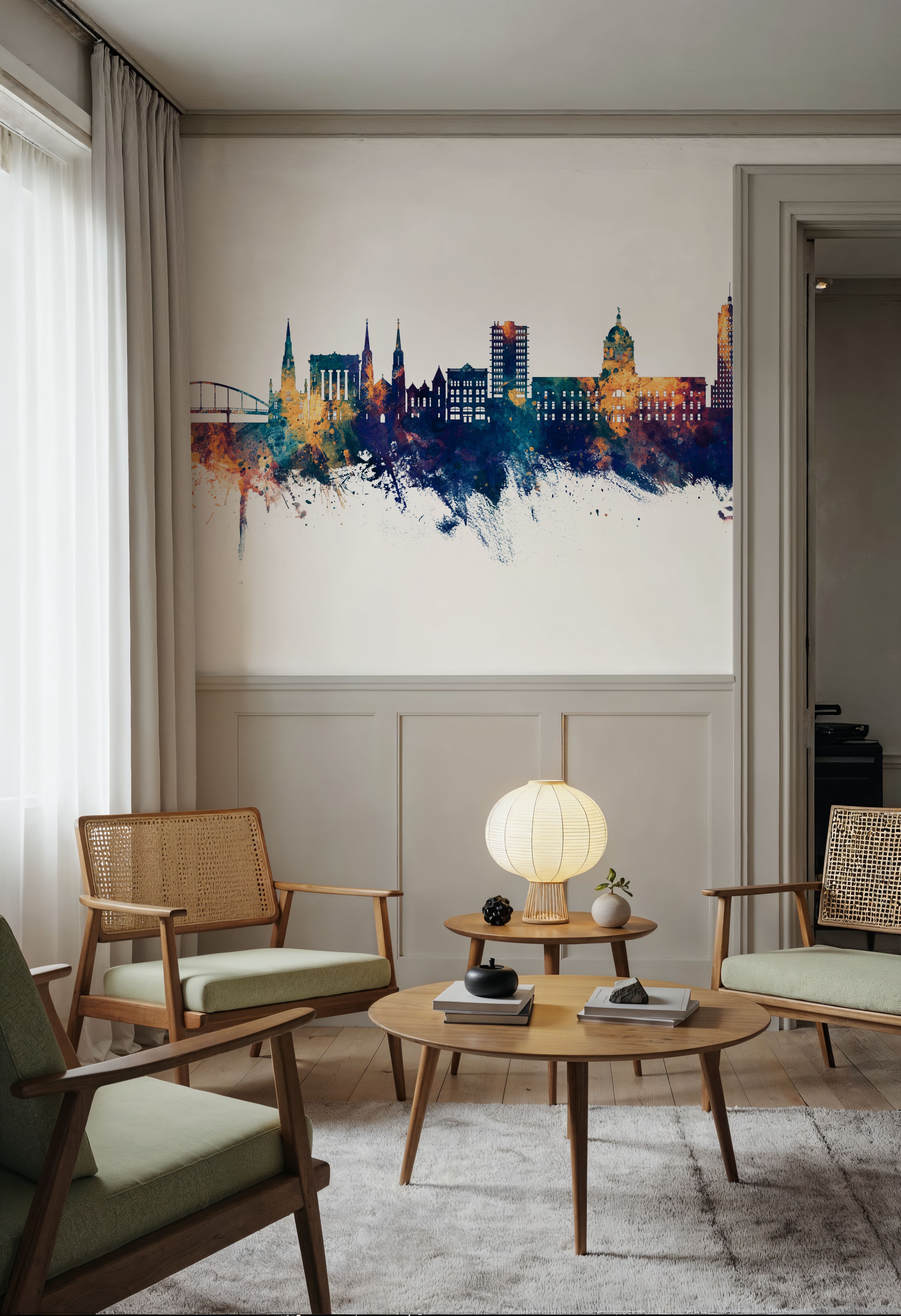 Fort Wayne Indiana Skyline Blue & Bronze