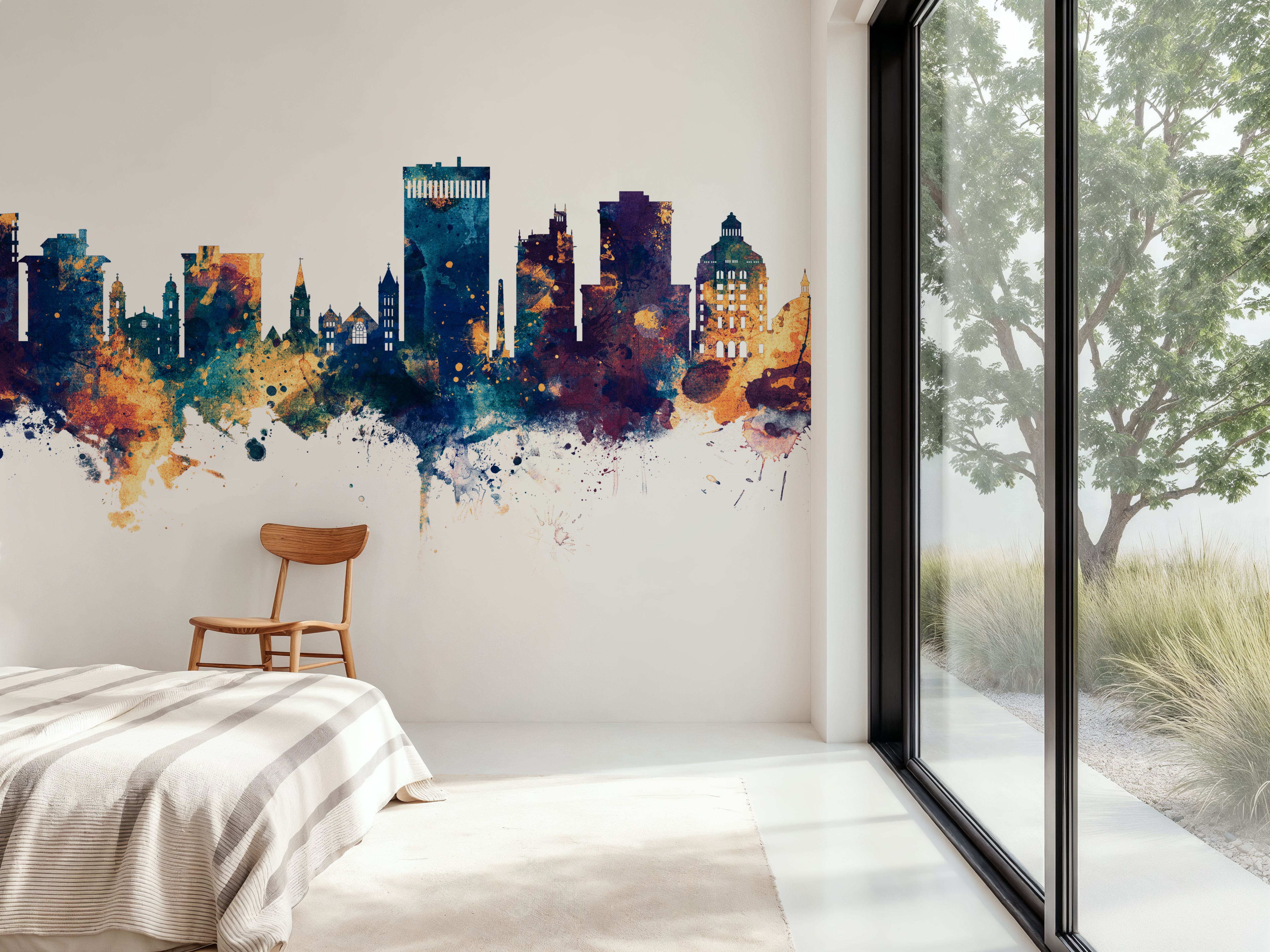 Asheville North Carolina Skyline Blue & Bronze