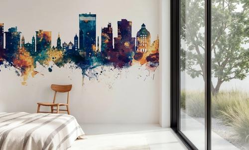 Asheville North Carolina Skyline Blue & Bronze