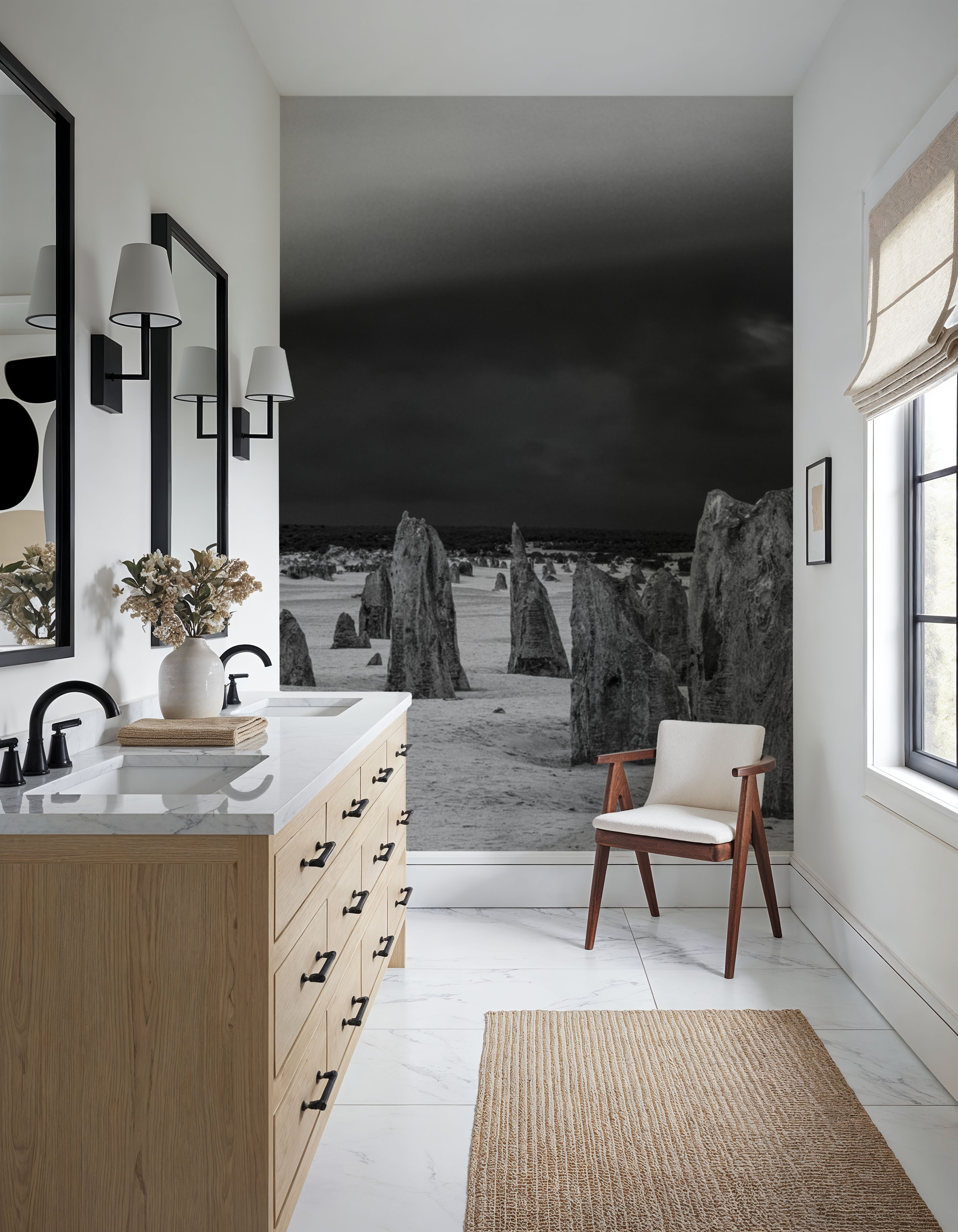 Storm Clouds and Rocks BW