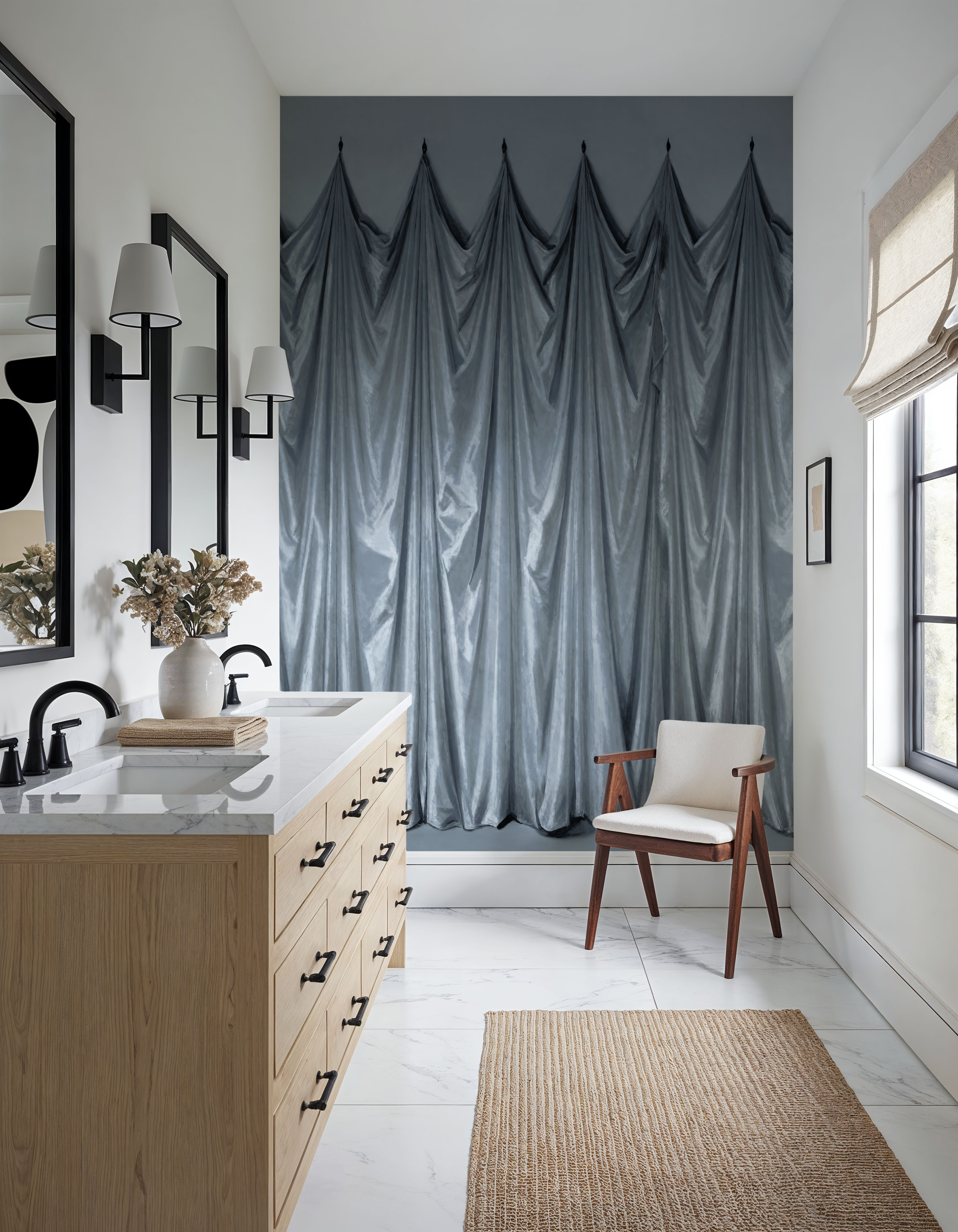Medici Drapes, Stone Blue