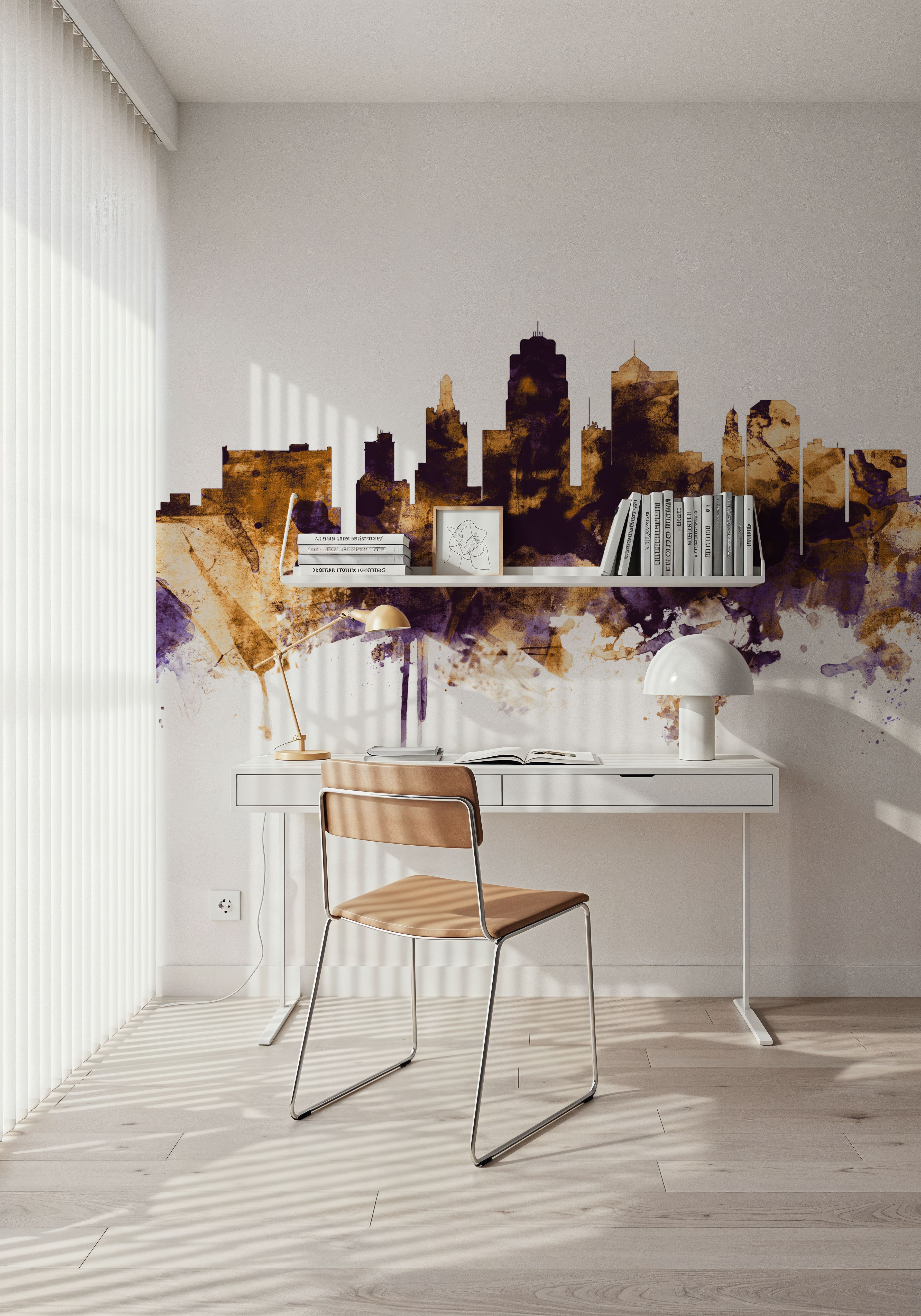 Kansas City Missouri Skyline Purple & Gold