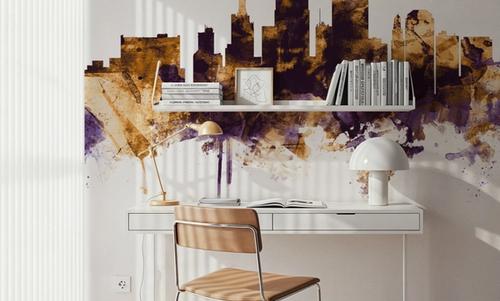 Kansas City Missouri Skyline Purple & Gold