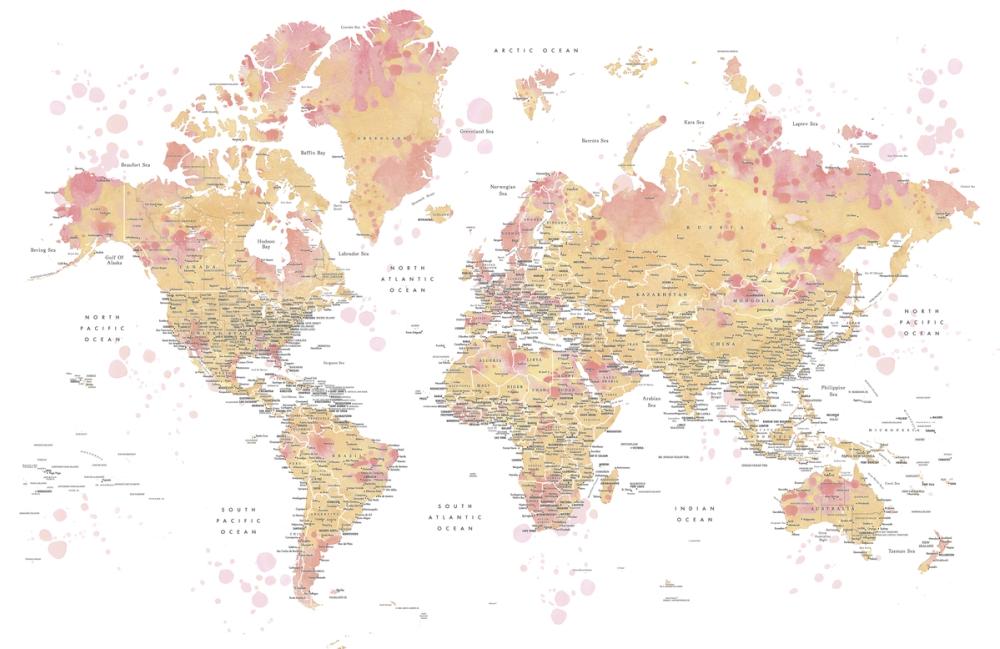 World Map Cities - Amanda
