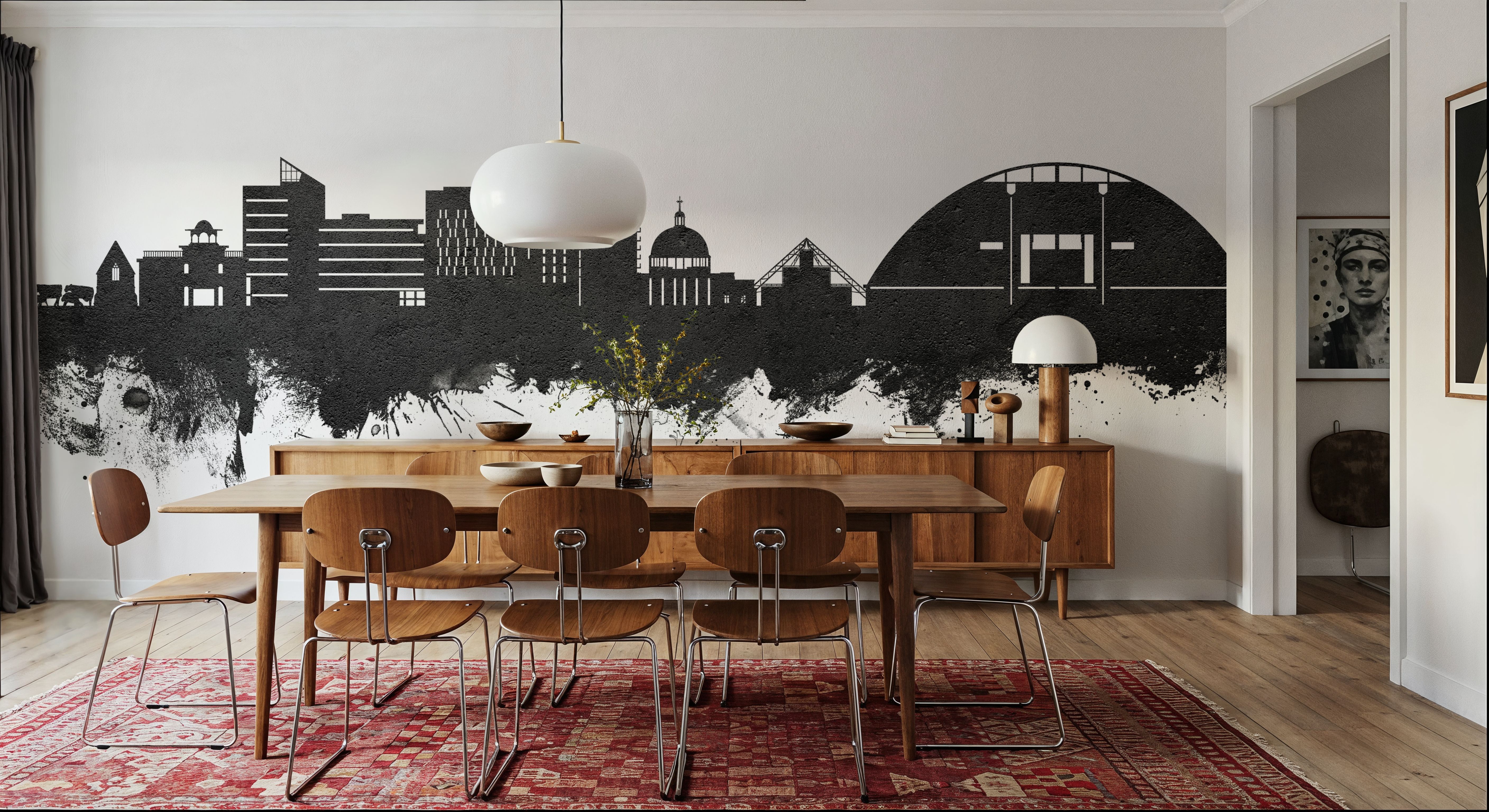 Milton Keynes England Skyline Black & White, Wallpaper