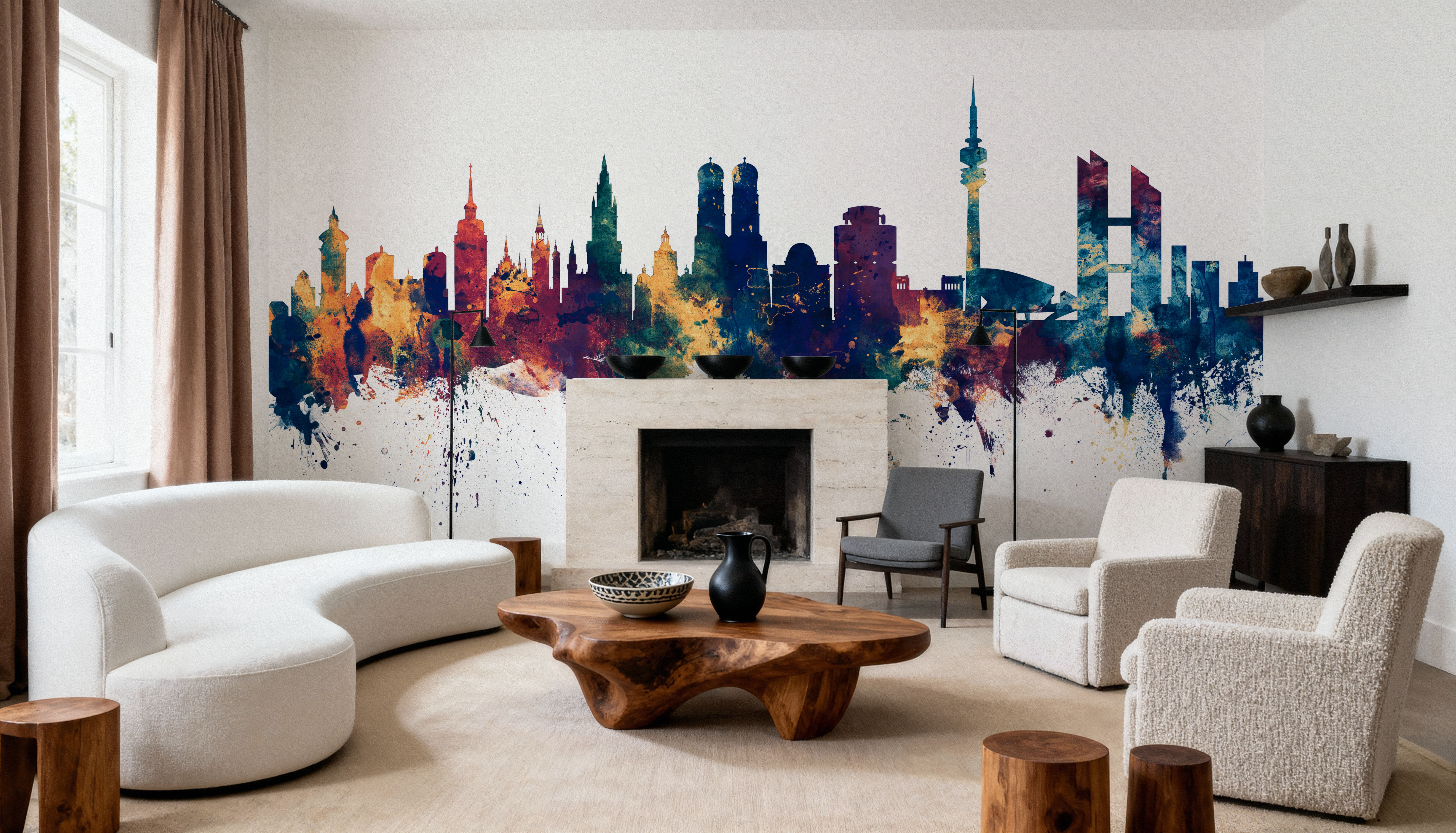 Munich Skyline Blue & Bronze, Tapeten