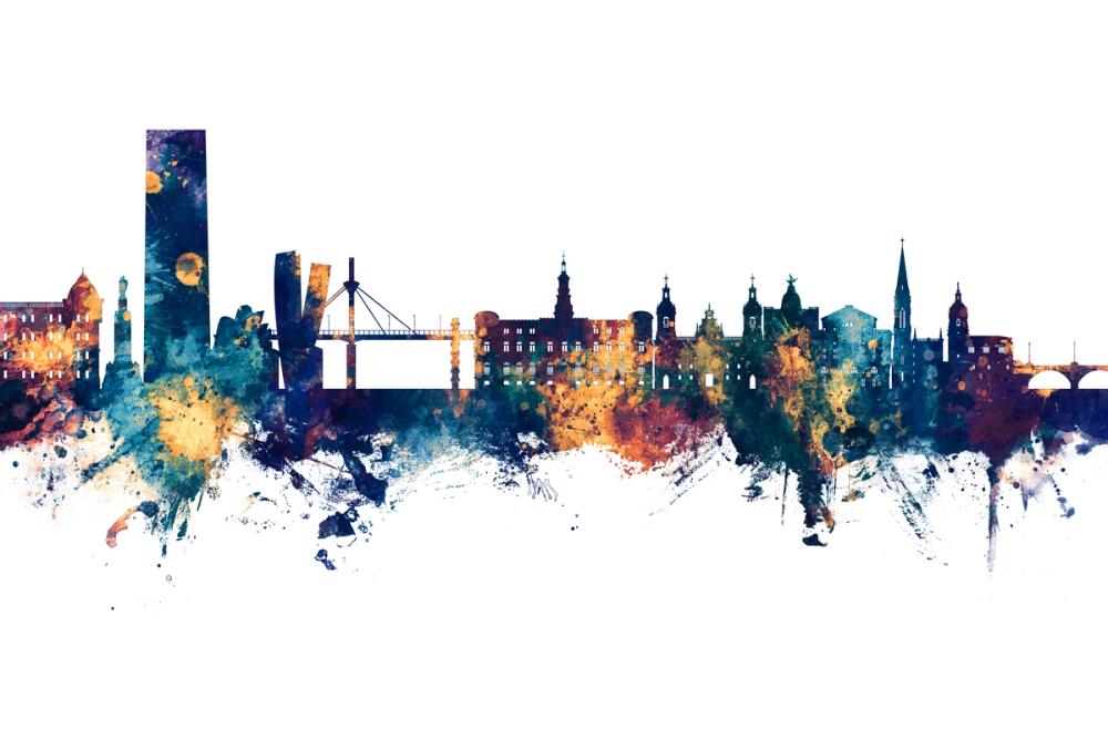 Bilbao Skyline Blue & Bronze