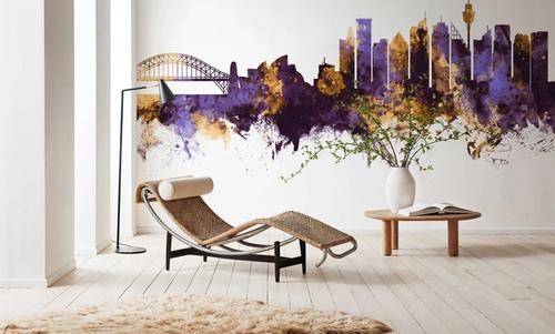 Sydney Australia Skyline Purple & Gold
