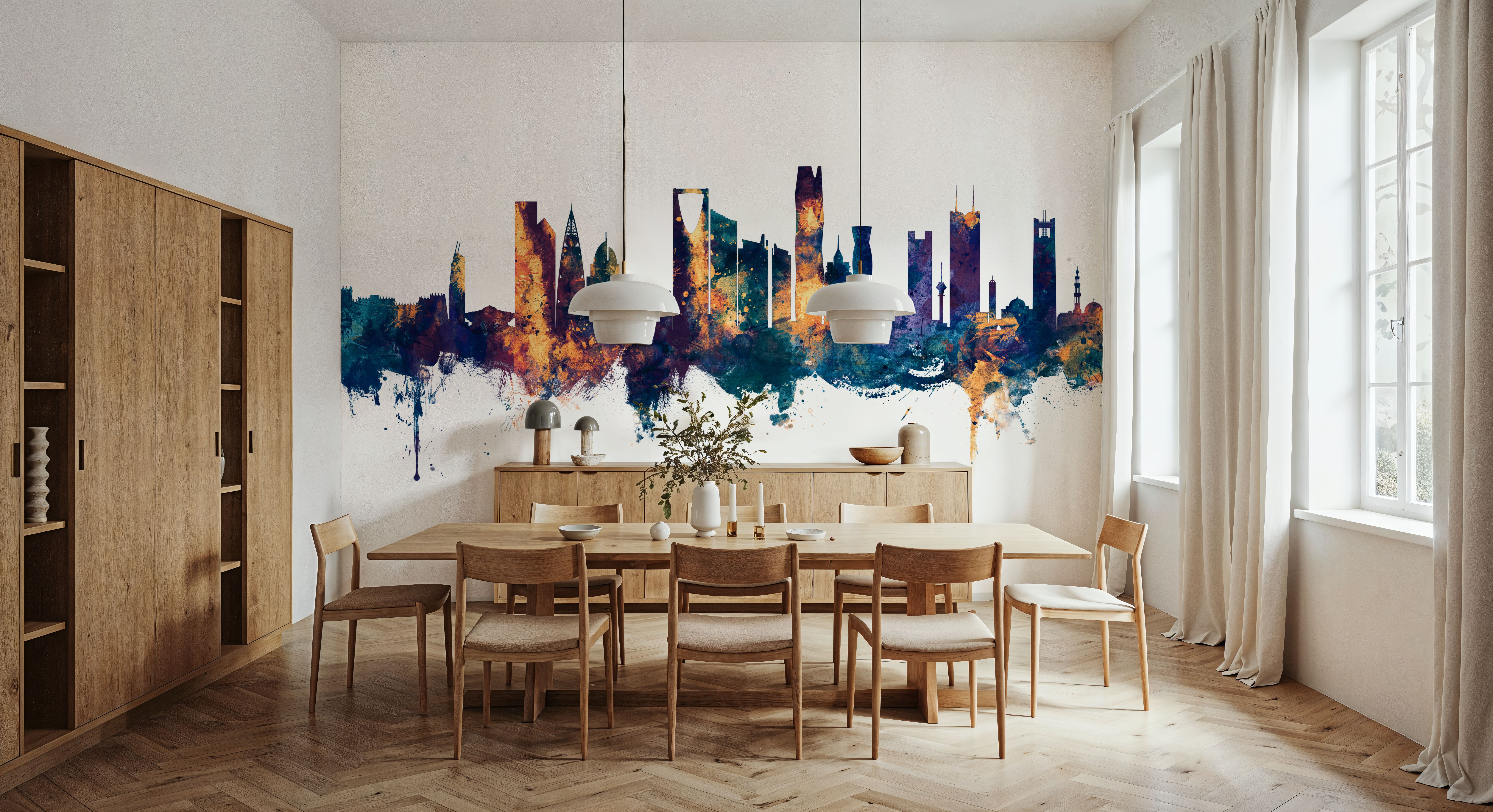 Riyadh Saudi Arabia Skyline Blue & Bronze, Wallpaper