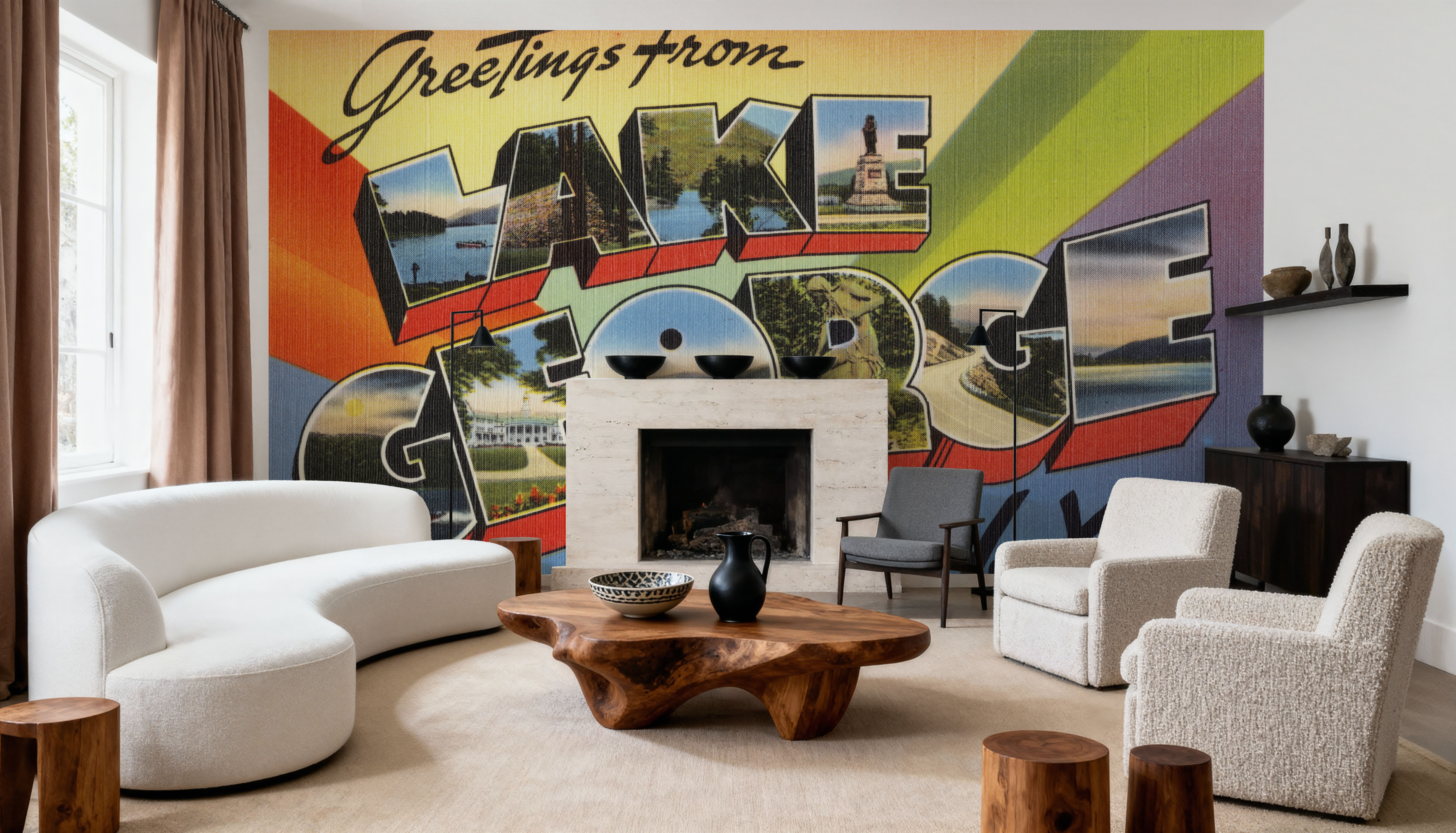 Greetings from Lake George - Screenprint Postcard