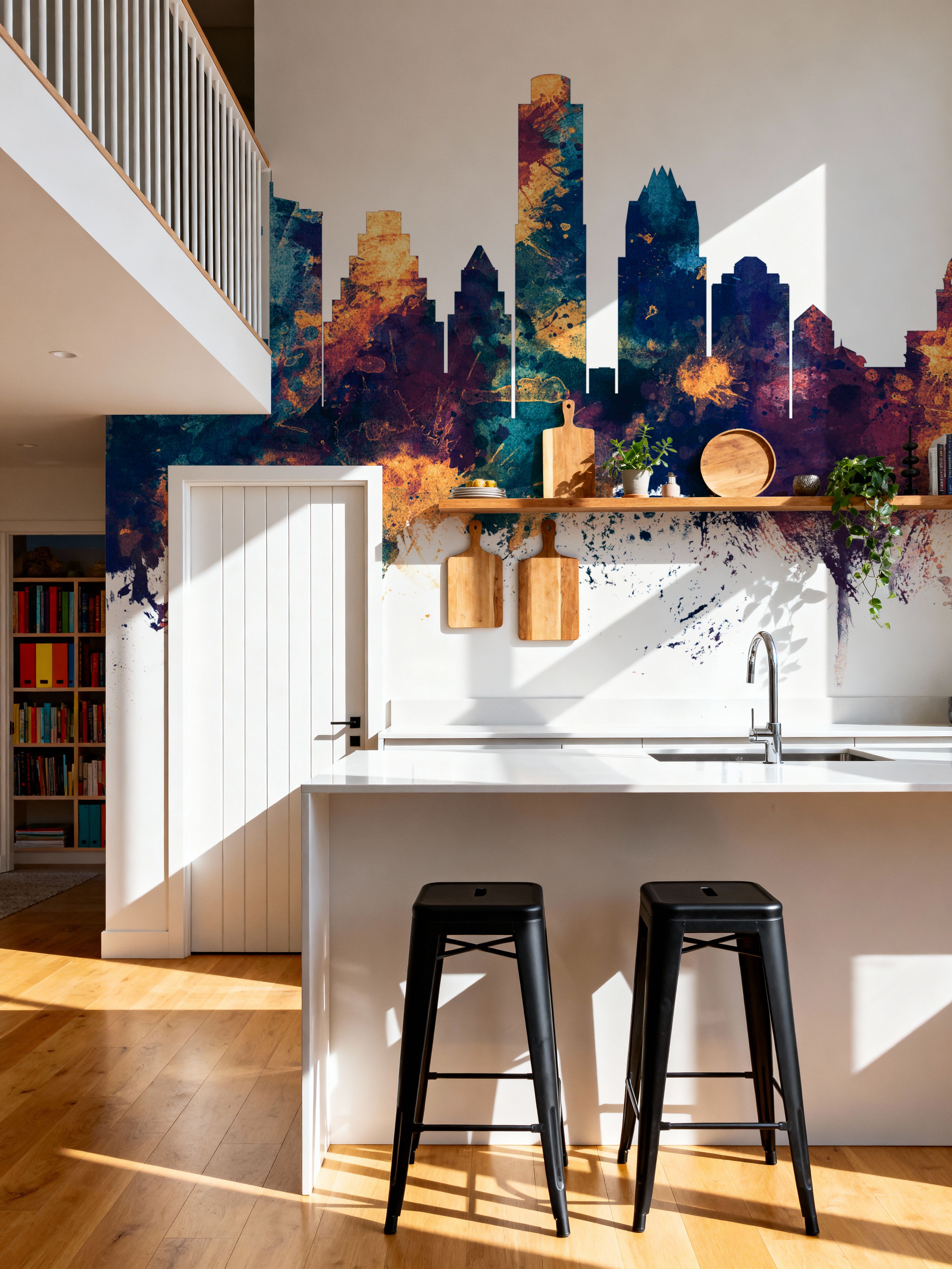 Austin Texas Skyline Blue & Bronze