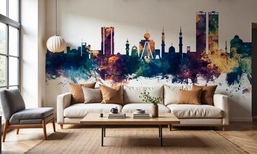 Ras Al Khaimah Skyline Blue & Bronze