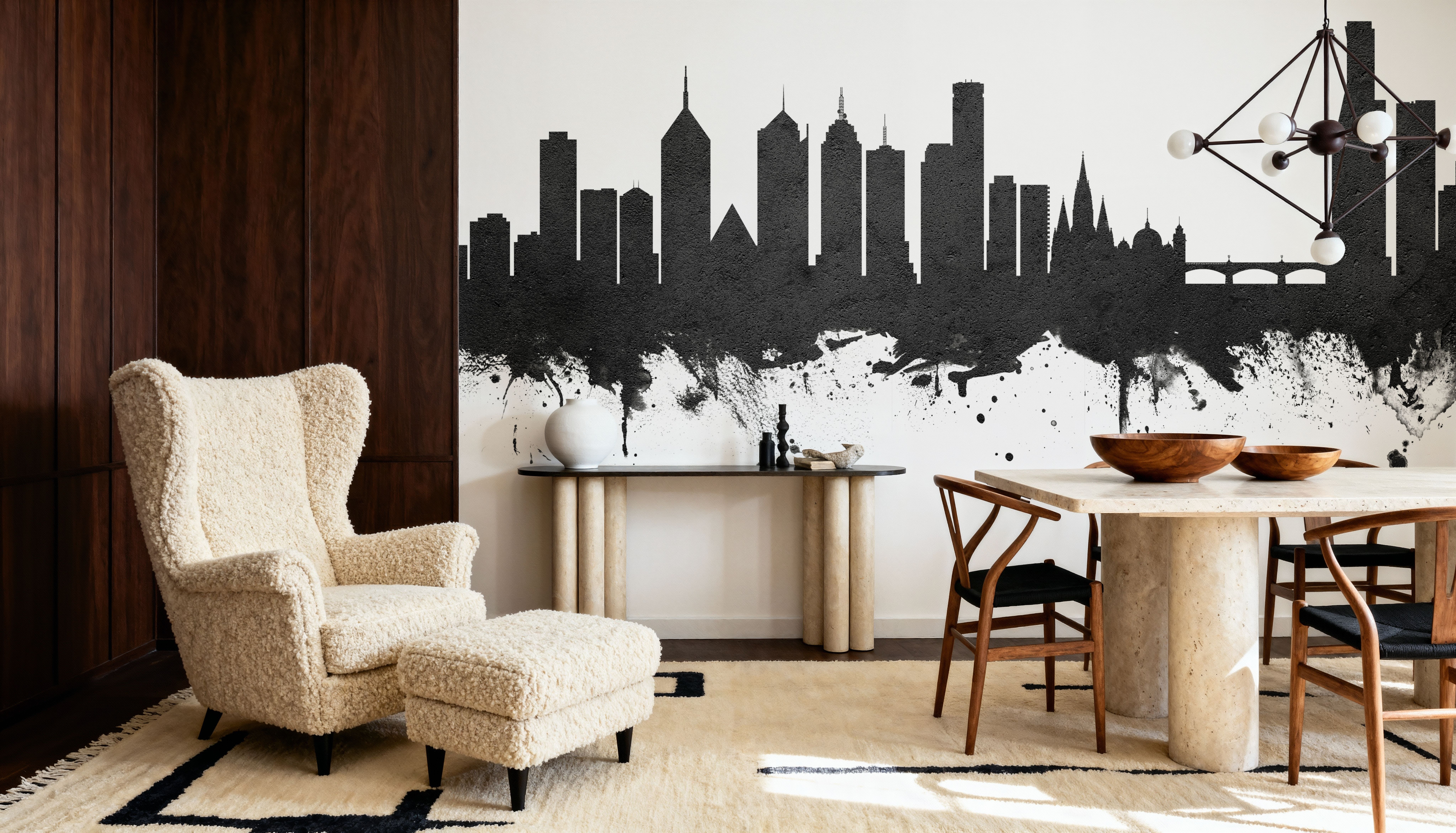 Melbourne Australia Skyline Black & White