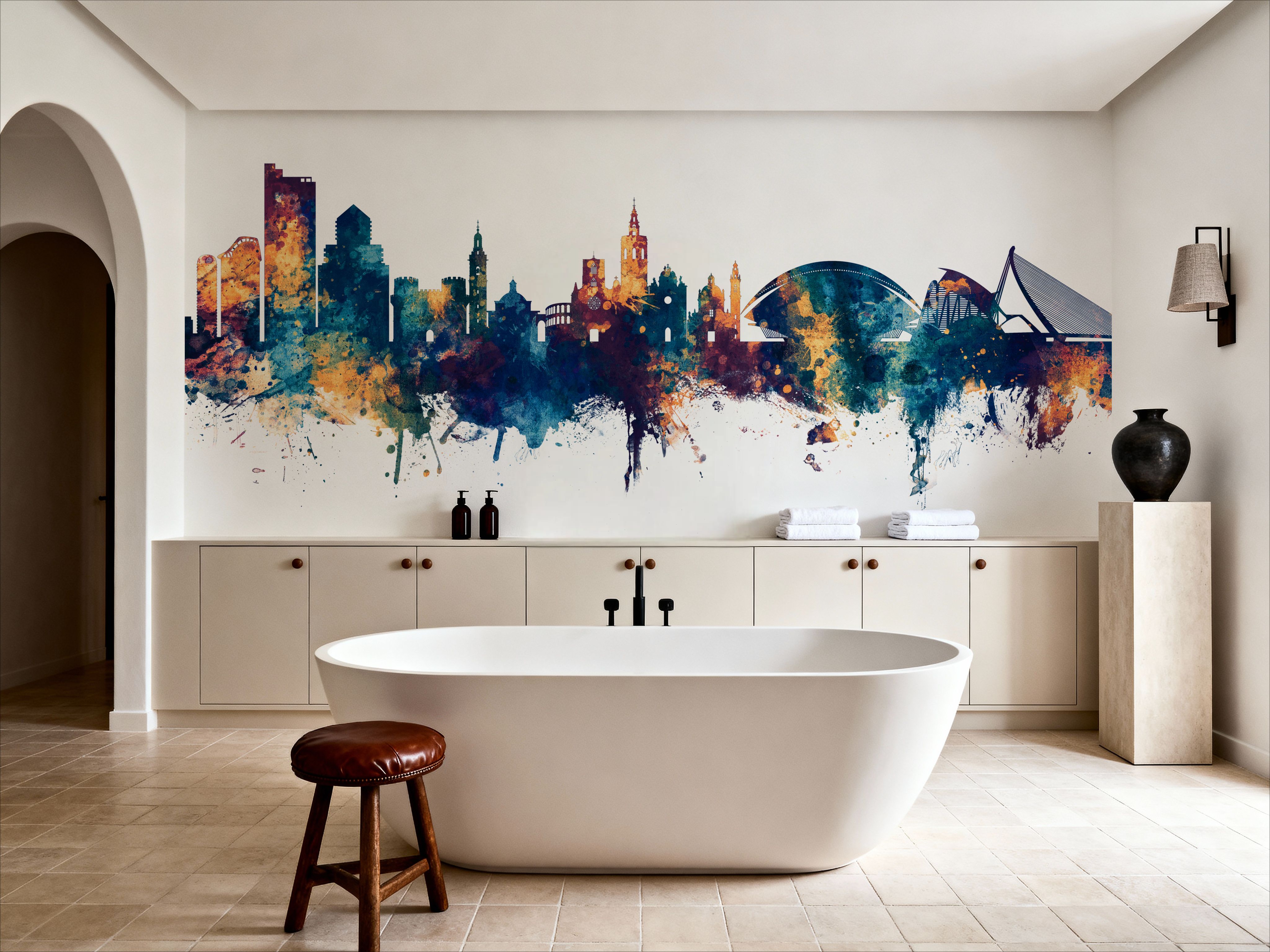 Valencia Spain Skyline Blue & Bronze