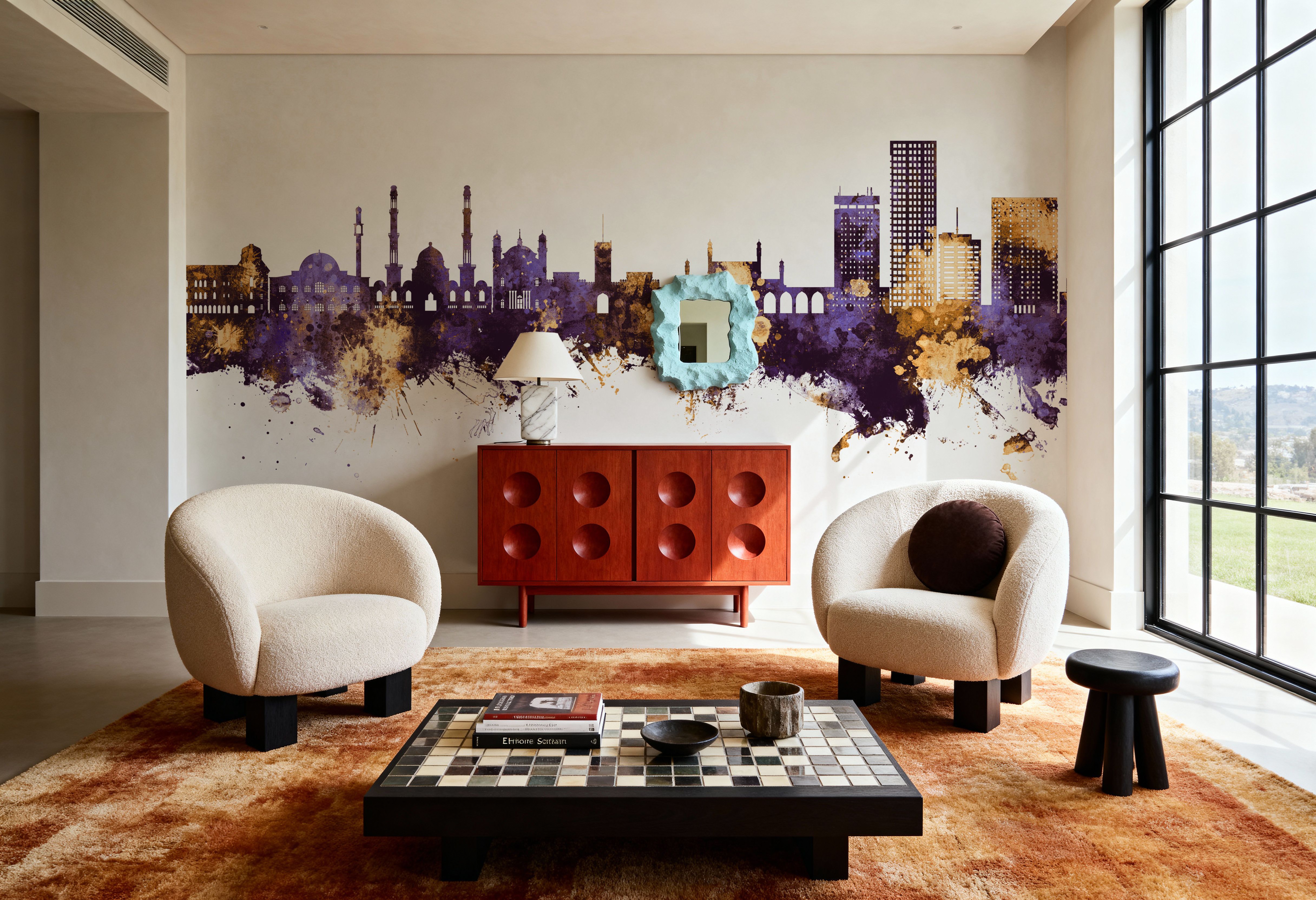 Kabul Afghanistan Skyline Purple & Gold