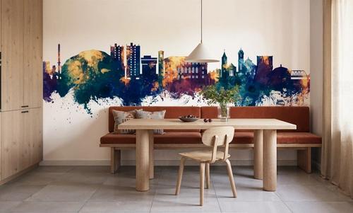 Cedar Falls Iowa Skyline Blue & Bronze