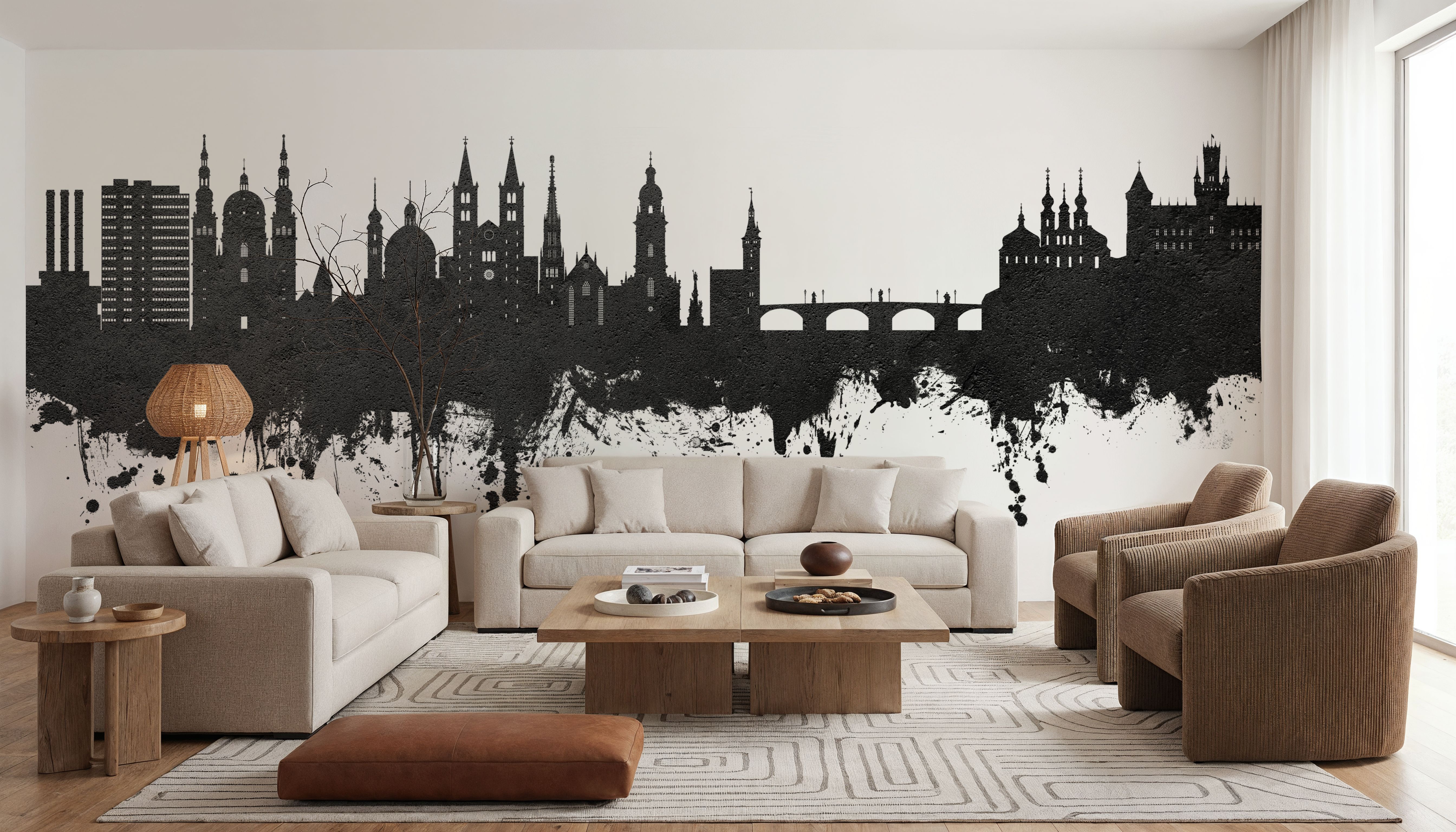 Würzburg Germany Skyline Black & White, Tapeten