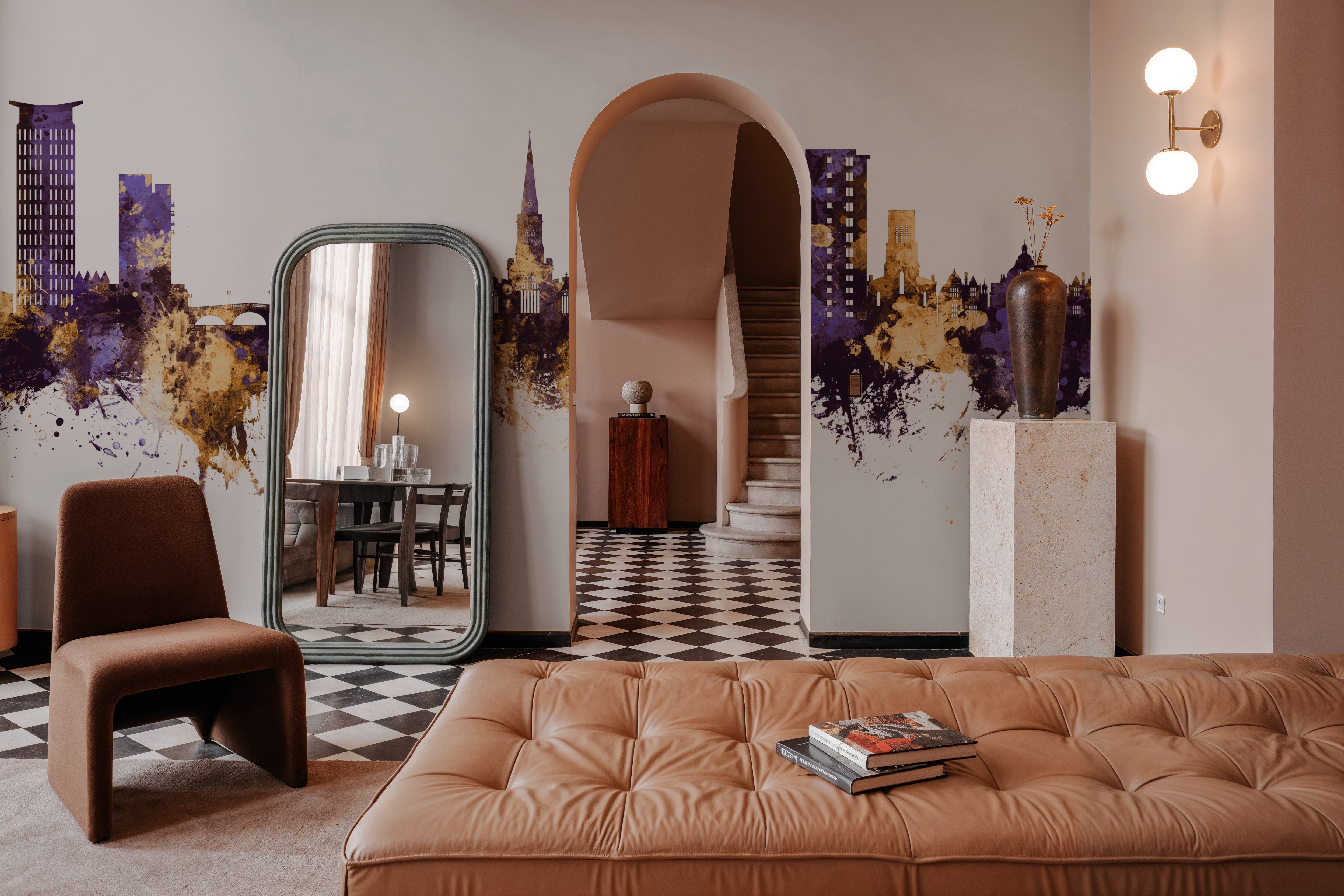 Bedford England Skyline Purple & Gold