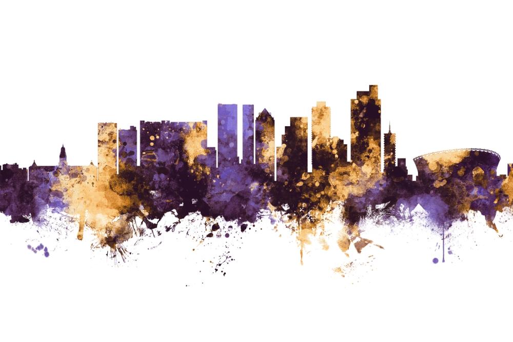 Cape Town Skyline Purple & Gold