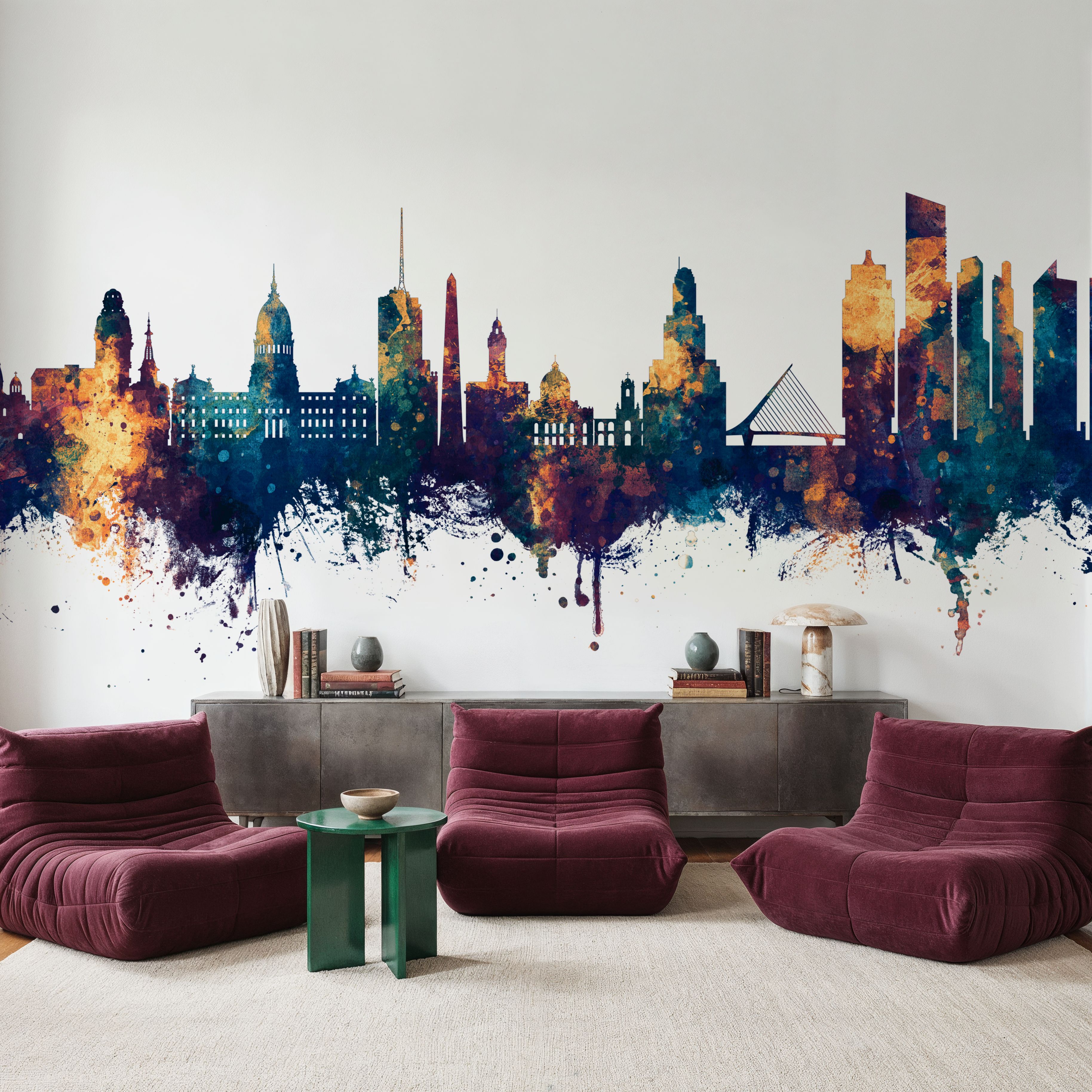 Buenos Aires Argentina Skyline Blue & Bronze